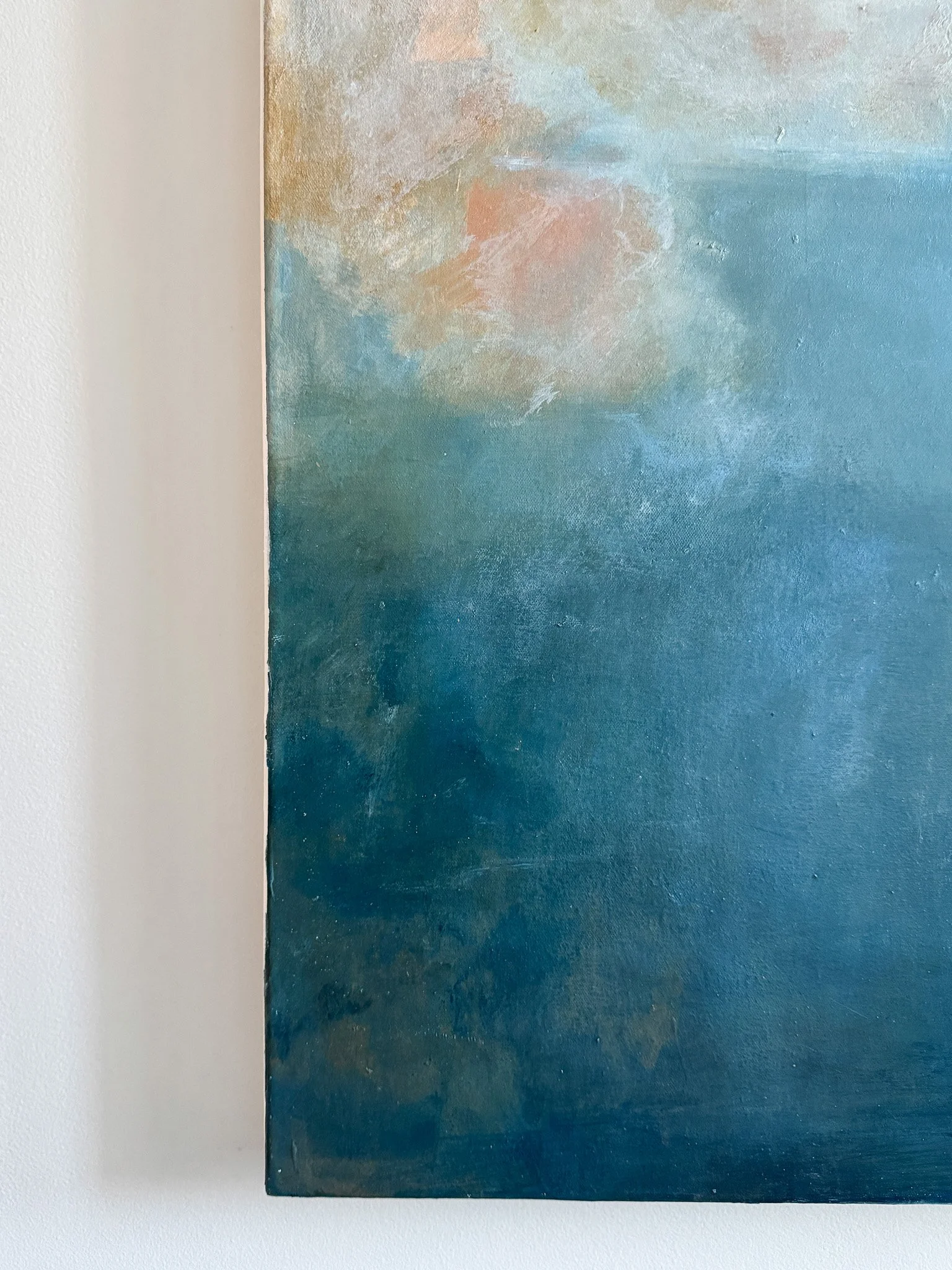 Close-up of Held by Depth emphasizing deep blue lower section and subtle surface variation