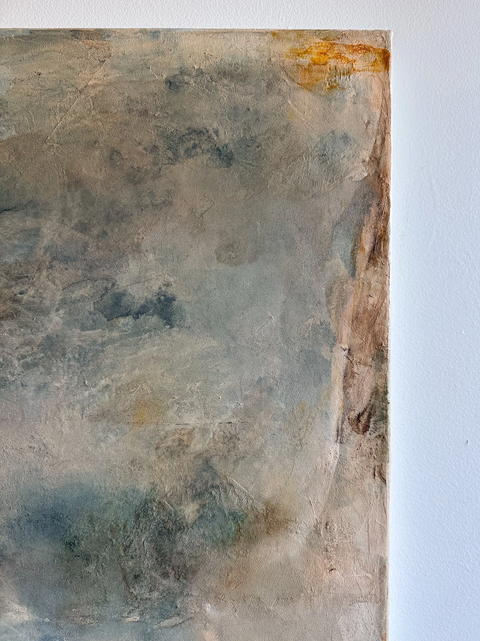 Wayfinder abstract textured coastal painting with corner details.