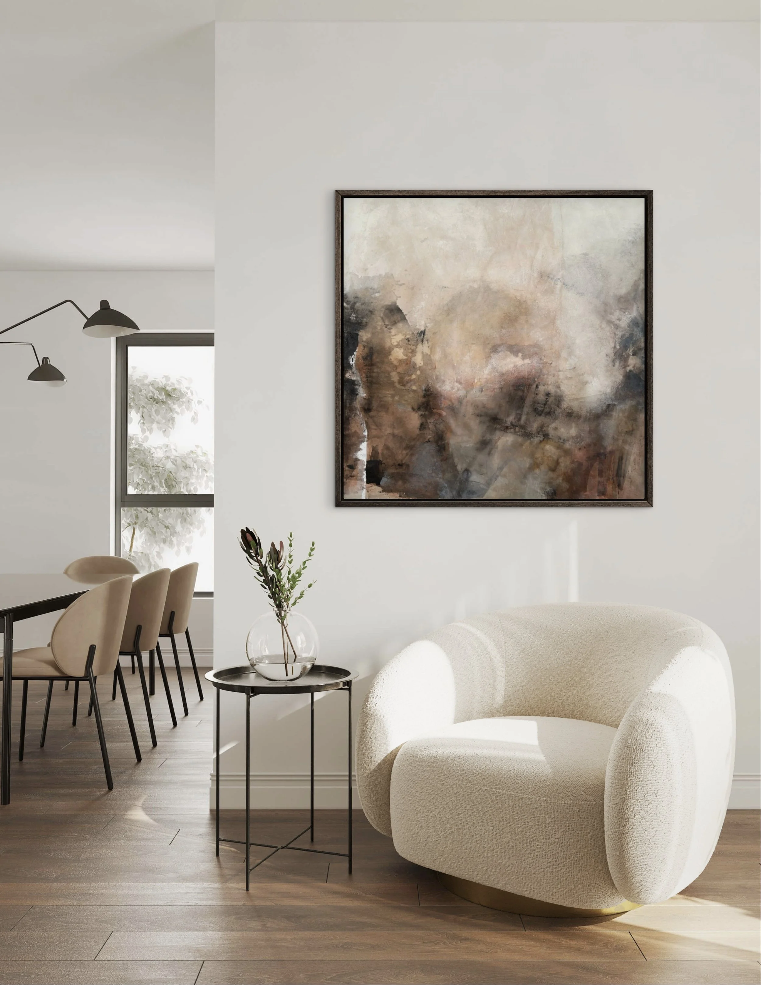 nner Compass abstract print framed and displayed in a calm, modern interior