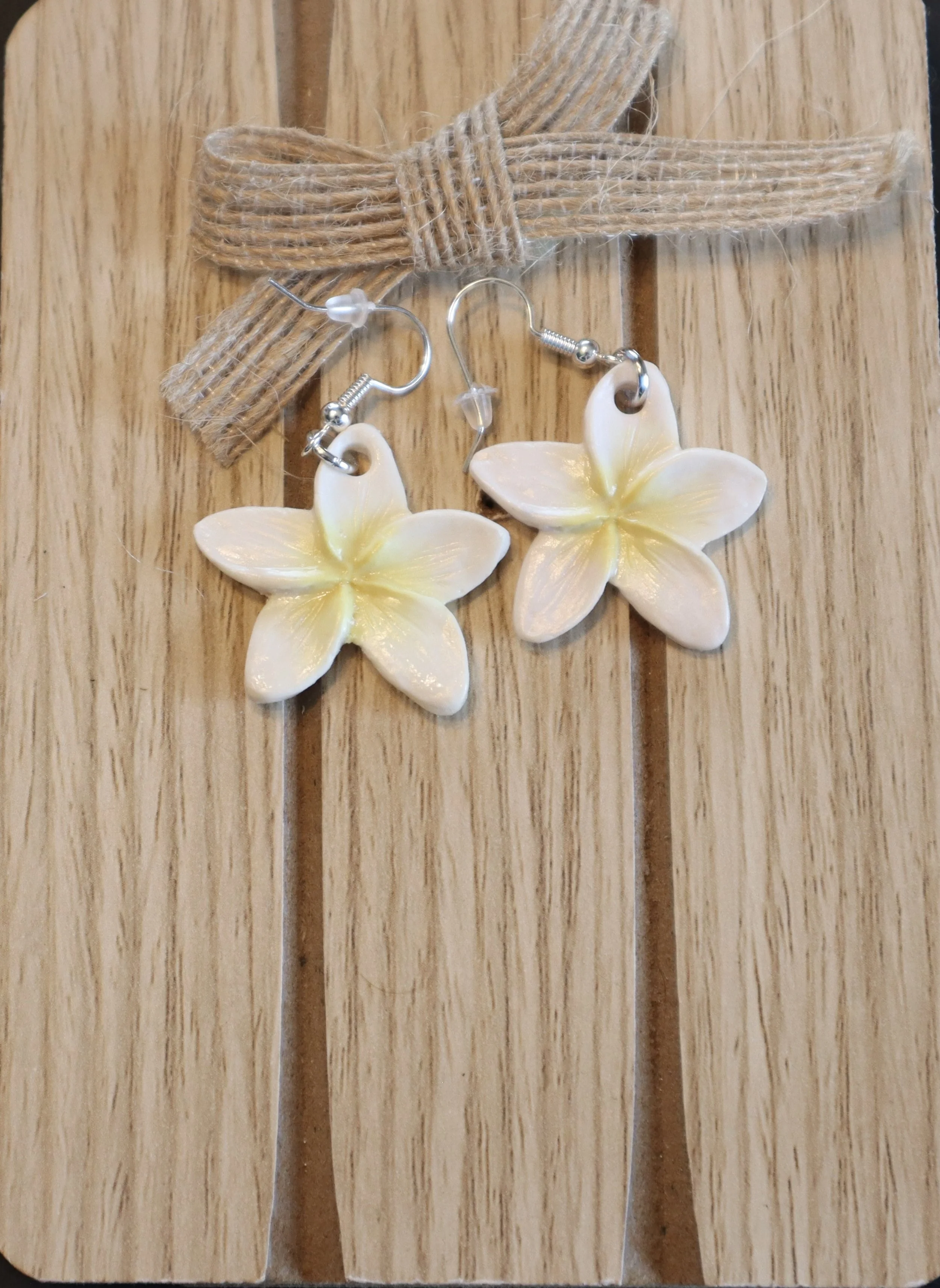 Handcrafted Plumeria Polymer Clay Earrings