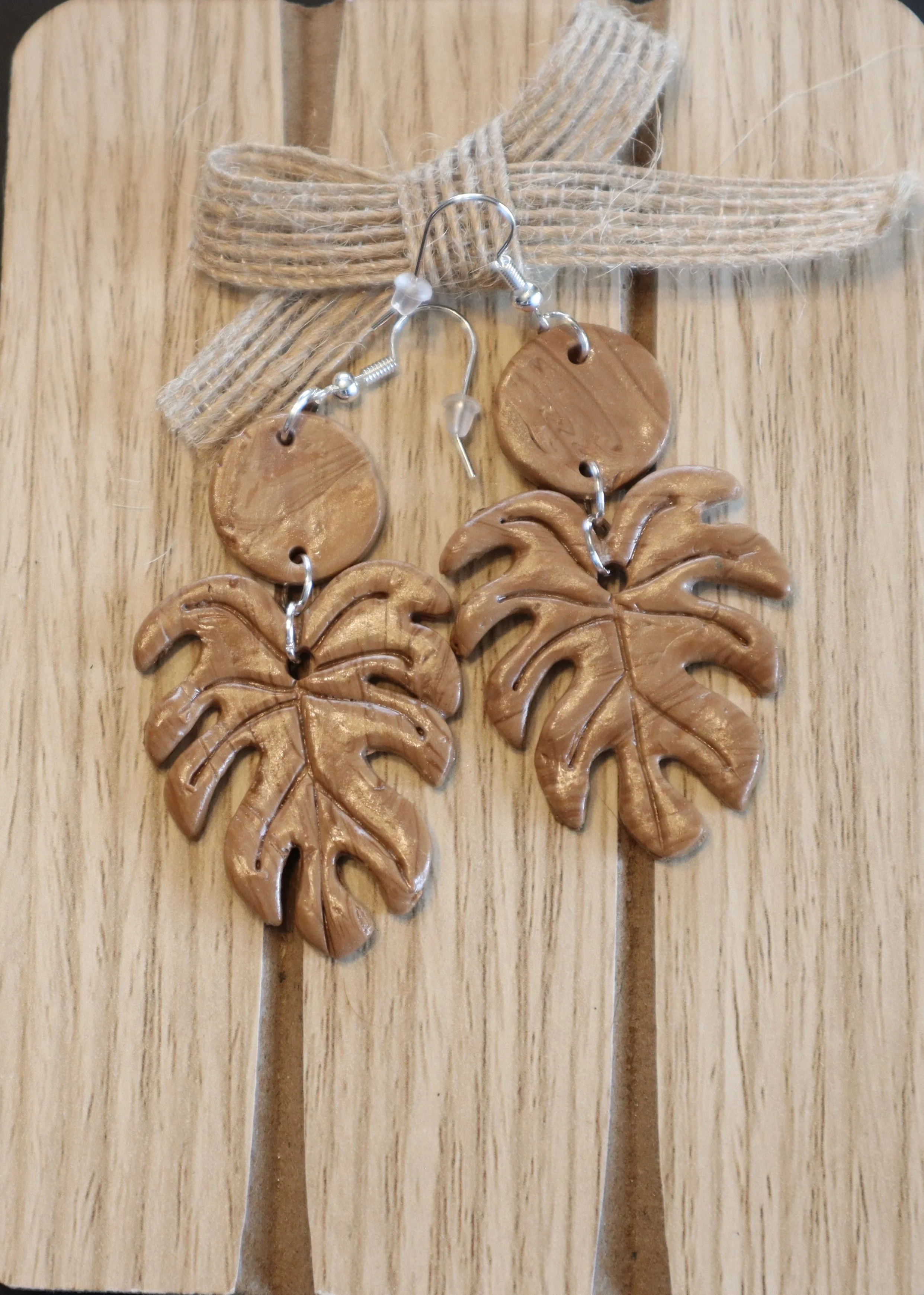 Handcrafted Monstera Leaf Polymer Clay Earrings