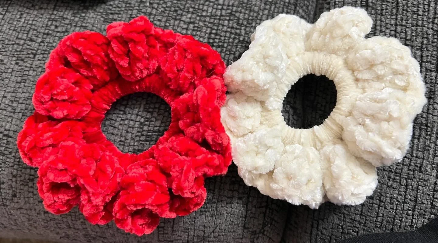 Taking a break from plushies. Thanks to @passioknit_goods for the awesome scrunchies tutorial! These are so fun to make. 😊