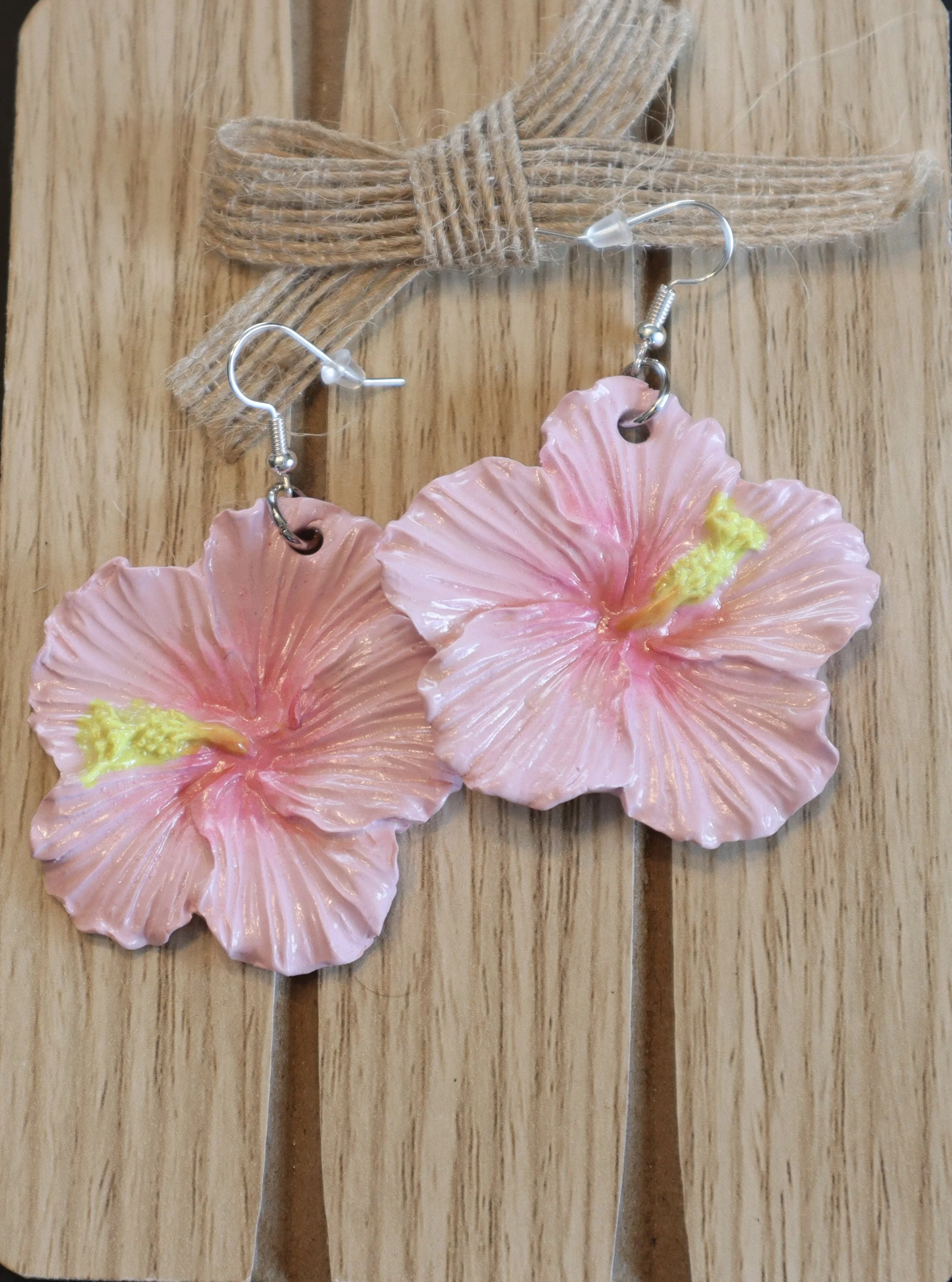 Handcrafted Hibiscus Polymer Clay Earrings