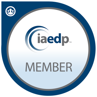 IAEDP Member badge with blue and white colors