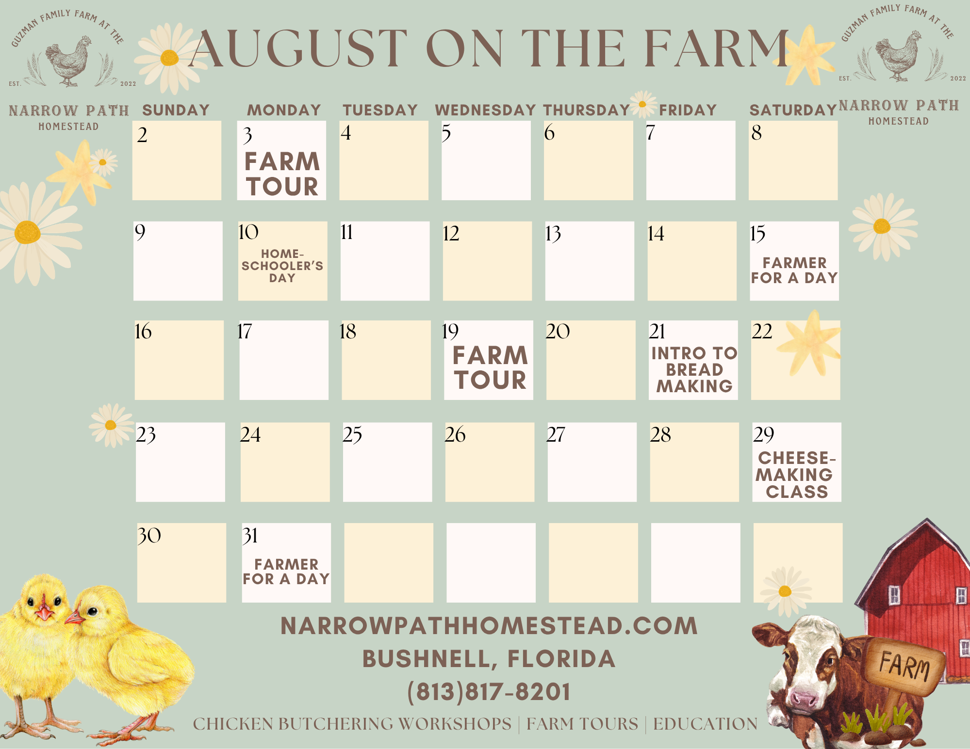 August Farm Calendar