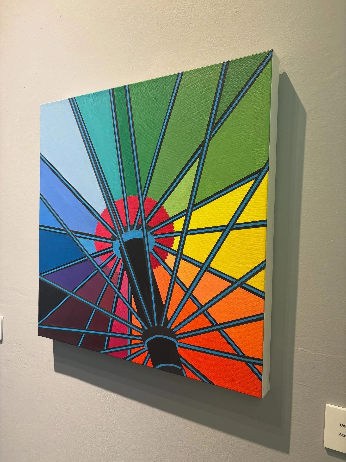 Timothy Haerens and his series of Hard-Edge Umbrellas 

Witness these three spectacular pieces featured in Gallery 1 of our exhibition the Contemporary Hard Edge Explorations: Paintings by Mark Rush and Timothy Haerens. 

These two artists from the P