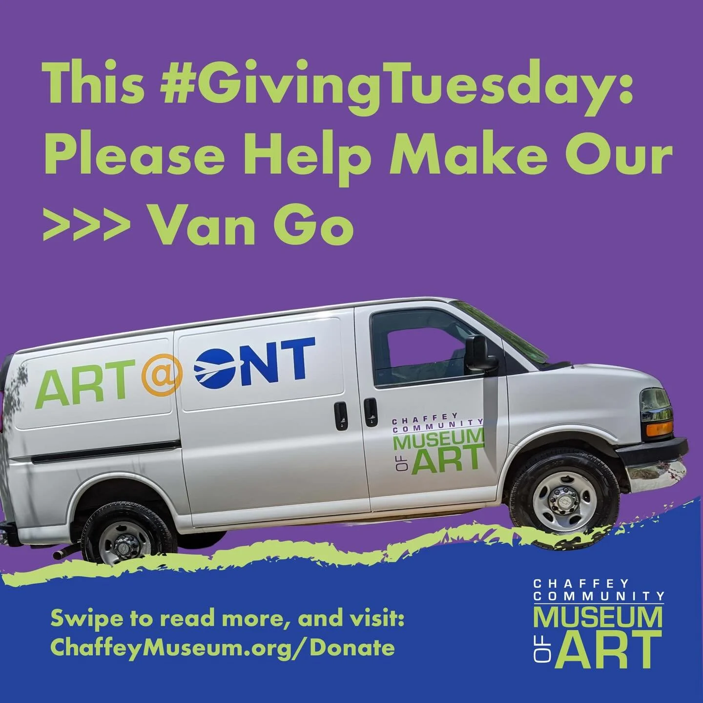 CCMA and Van Go need your help on this #GivingTuesday!! 

After Van Go was vandalized in August, the damages cost $7,000 (insurance covered $1,400 after a $1,000 deductible). The van was towed to a repair shop where it took over a month to make it op