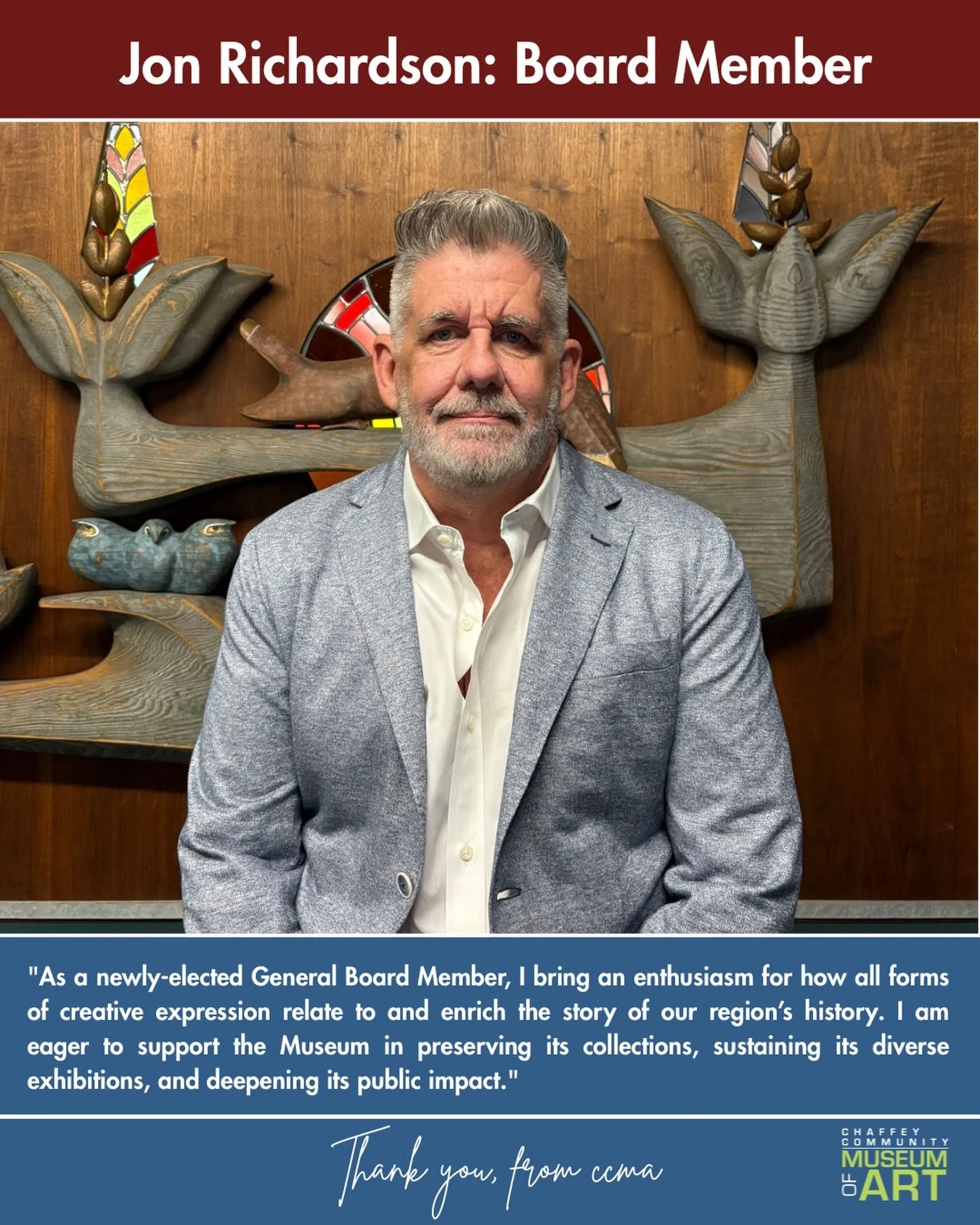 CCMA is proud to present our kind and generous Board Member, Jon Richardson! 

This post marks the sixth of our series, dedicated to introducing our Board of Directors!

Please look forward to their testimonials as we get insight from the individuals