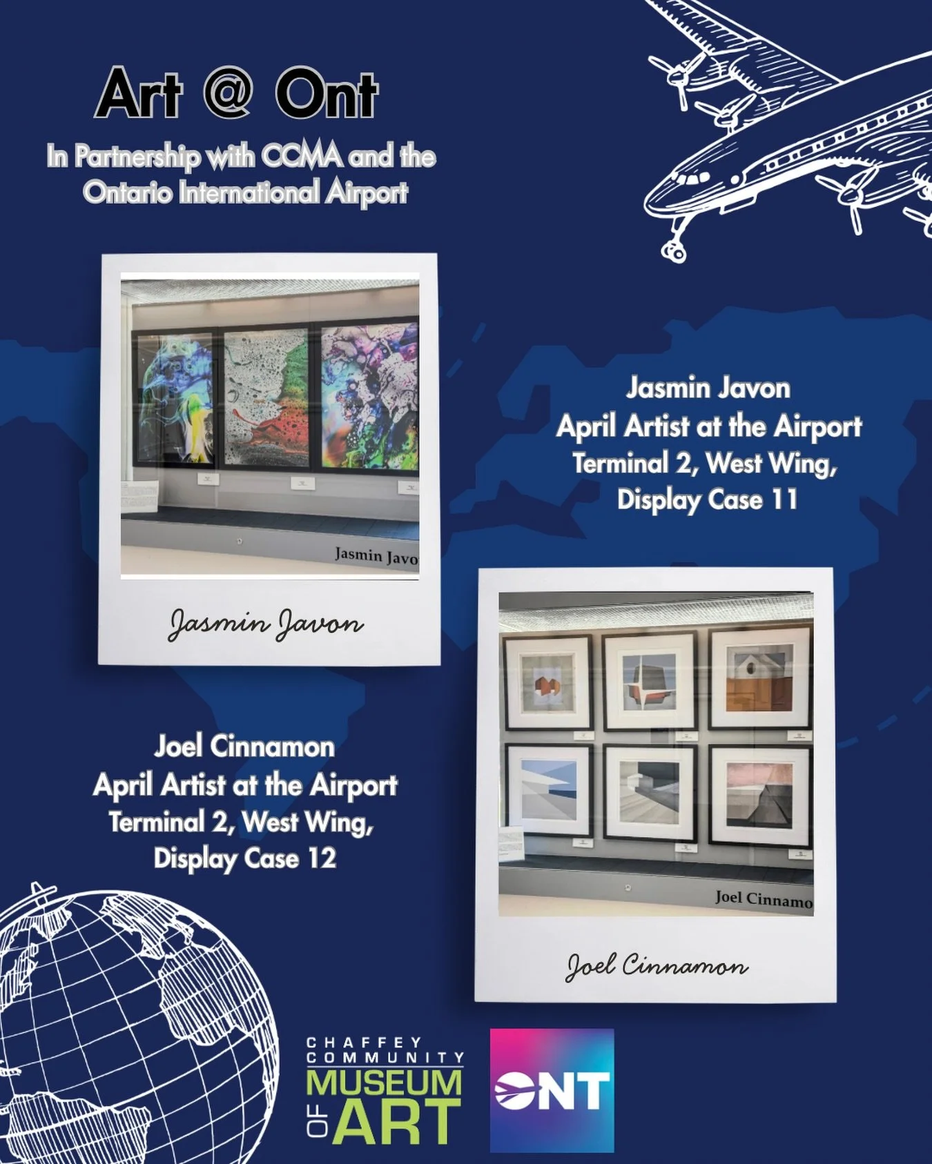 CCMA Presents the April ONT Art at the Airport Displaying Artists! 

Did you know that since 2018, CCMA has managed the art program at the Ontario International Airport? Passengers who are waiting for flights can view art created by the many talented