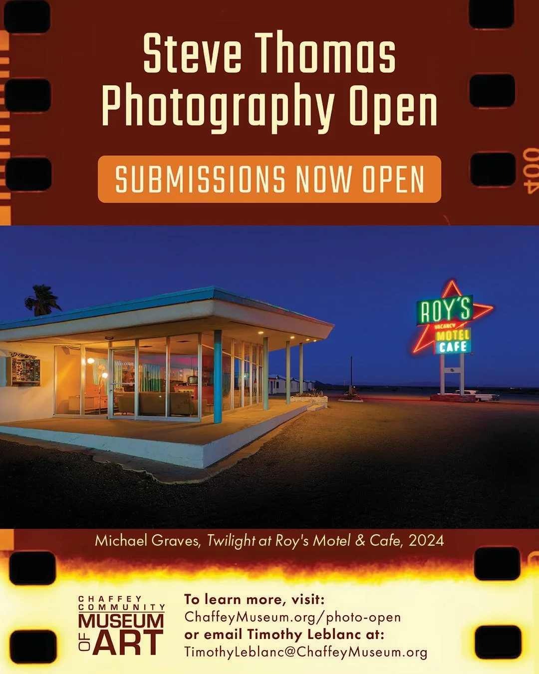 Steve Thomas Photography Open Submissions are open!

The Chaffey Community Museum of Art (CCMA) announces the second annual Steve Thomas Photography Open, to be held July 24 to October 18, 2026. This juried exhibition presents a dynamic selection of 