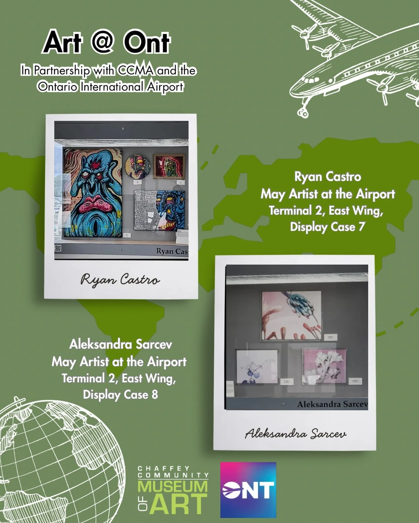 CCMA Presents the May ONT Art at the Airport Displaying Artists! 

Did you know that since 2018, CCMA has managed the art program at the Ontario International Airport? Passengers who are waiting for flights can view art created by the many talented a