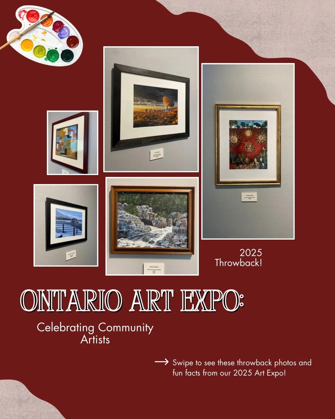 Ontario Art Expo: A 2025 Throwback!

Swipe to see throwback photos and fun facts from our 2025 exhibition titled, &ldquo;Ontario Art Expo: Celebrating Community Artists&rdquo;! A beautiful joint-exhibition featuring CCMA, PVAA, and AAIE members. We c