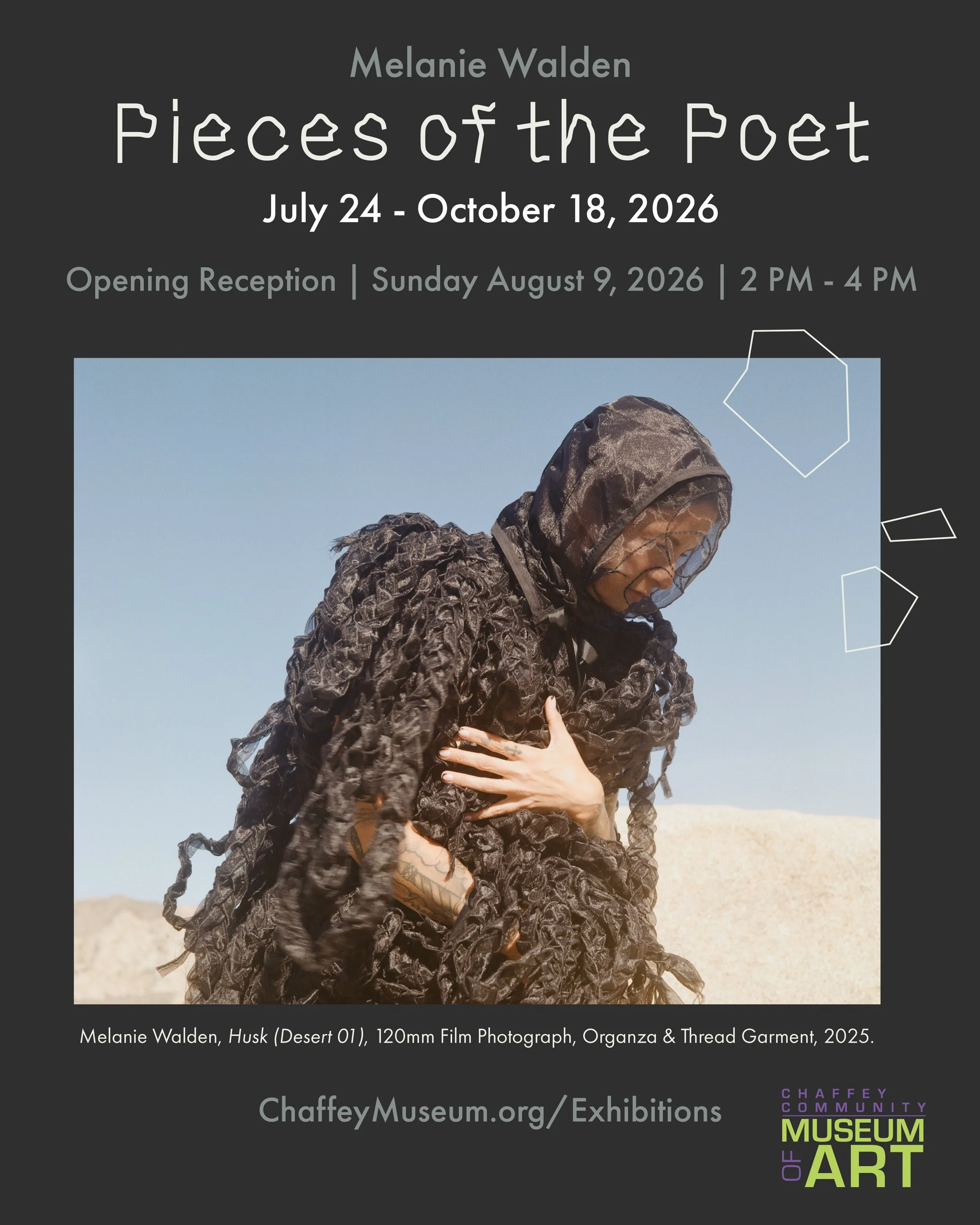 New Exhibition Alert: Pieces of the Poet - Melanie Walden

From July 24th-October 18th, come view this spectacular multi-medium which Melanie describes &ldquo;as a collective body of work, narrating my perceptions of memory and time. Each morsel of w