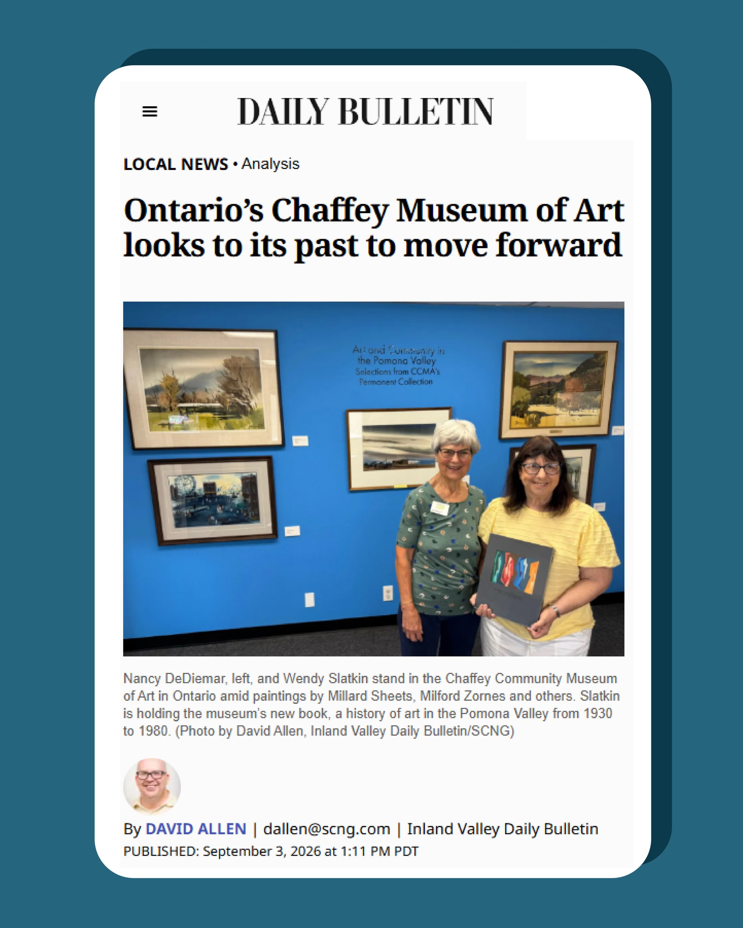 🗞️ CCMA in the news! 

&ldquo;At 85, Ontario&rsquo;s Chaffey Community Museum of Art is looking back, as you might expect at that age. The more welcome part is that by rediscovering its roots, the museum is heading in a fresh direction.&rdquo; - @da