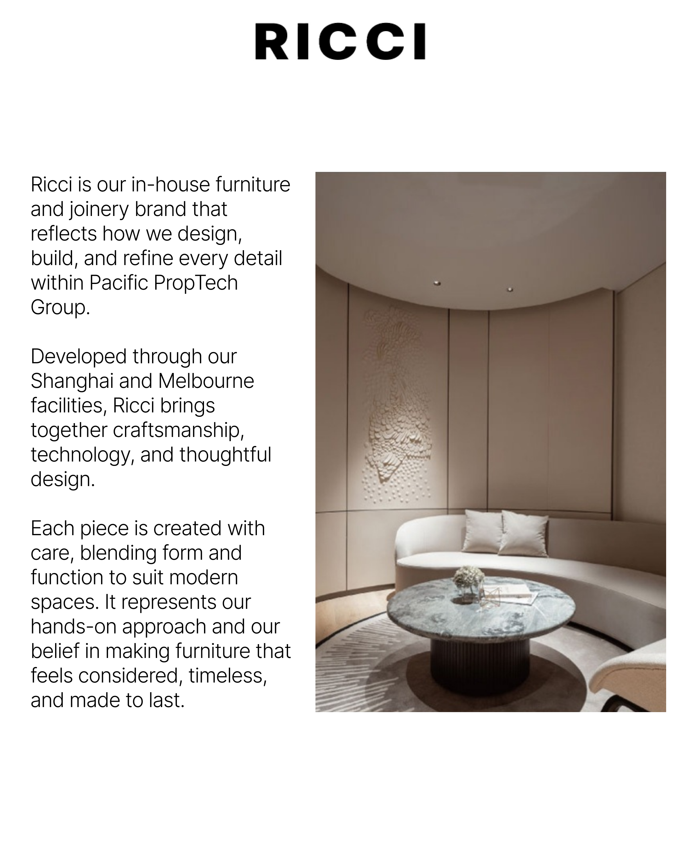 Ricci Furniture Description