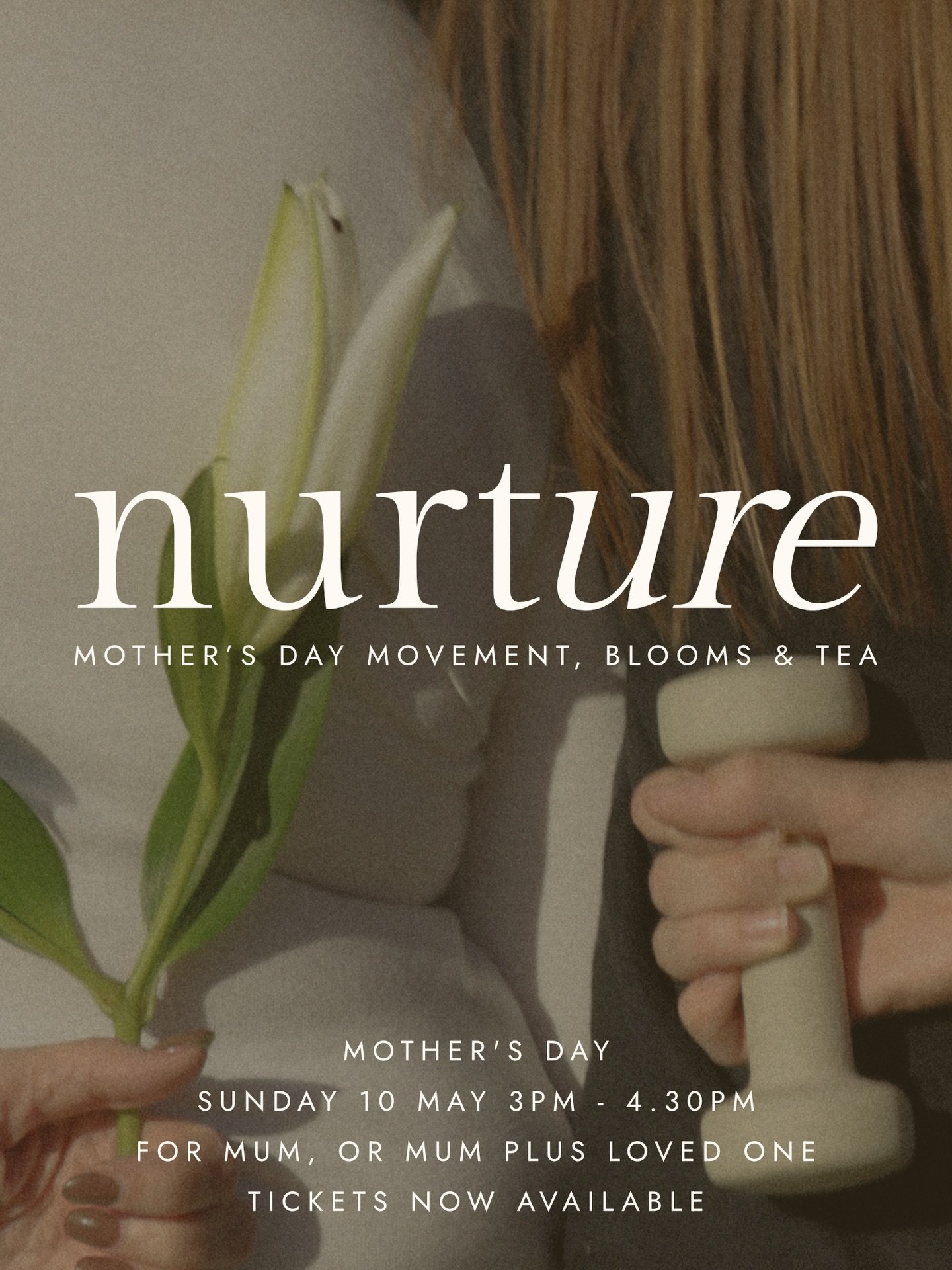 To nurture her.
For the mums that hold so much, this is a space for you. To settle back within, a little time with your mind, body and soul.
For mum to come alone, or spend intentional time with your loved one.

SUNDAY 10 MAY, 3pm - 4.30pm
In the bea