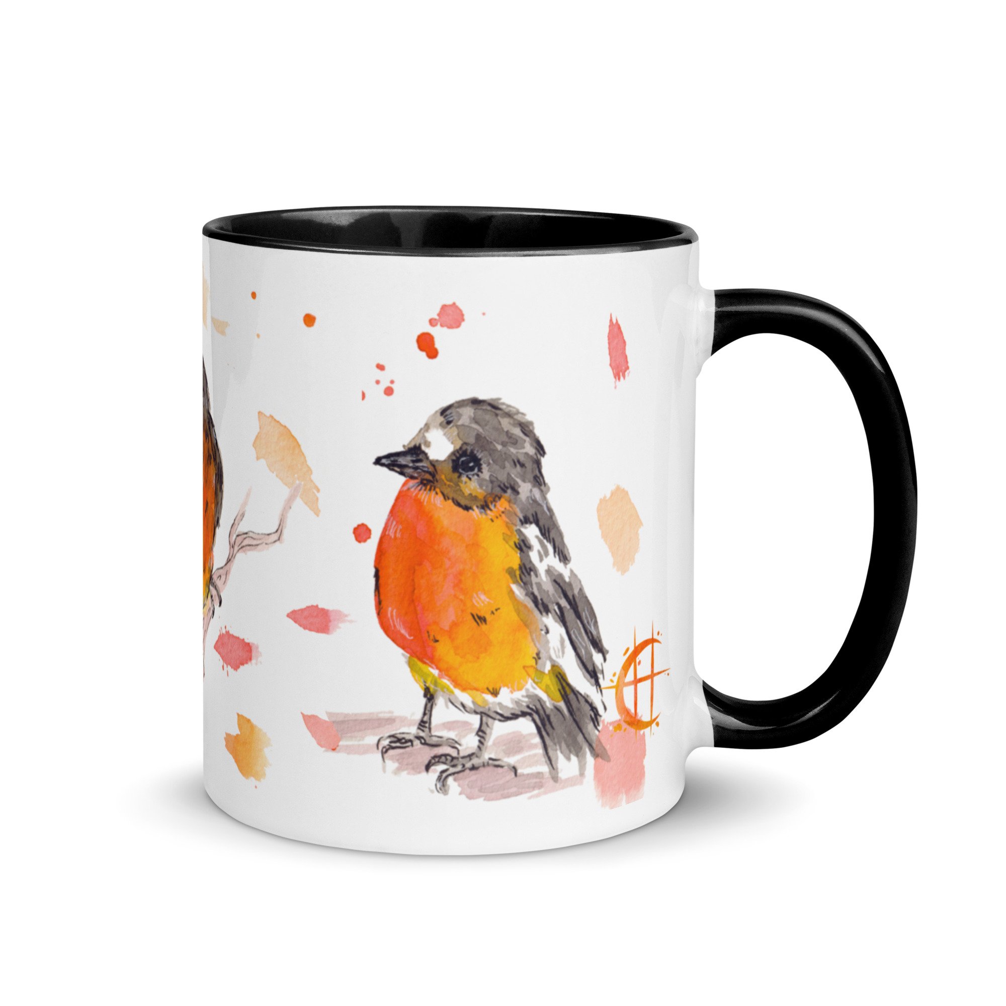Crimson Robin Mug with Color Inside