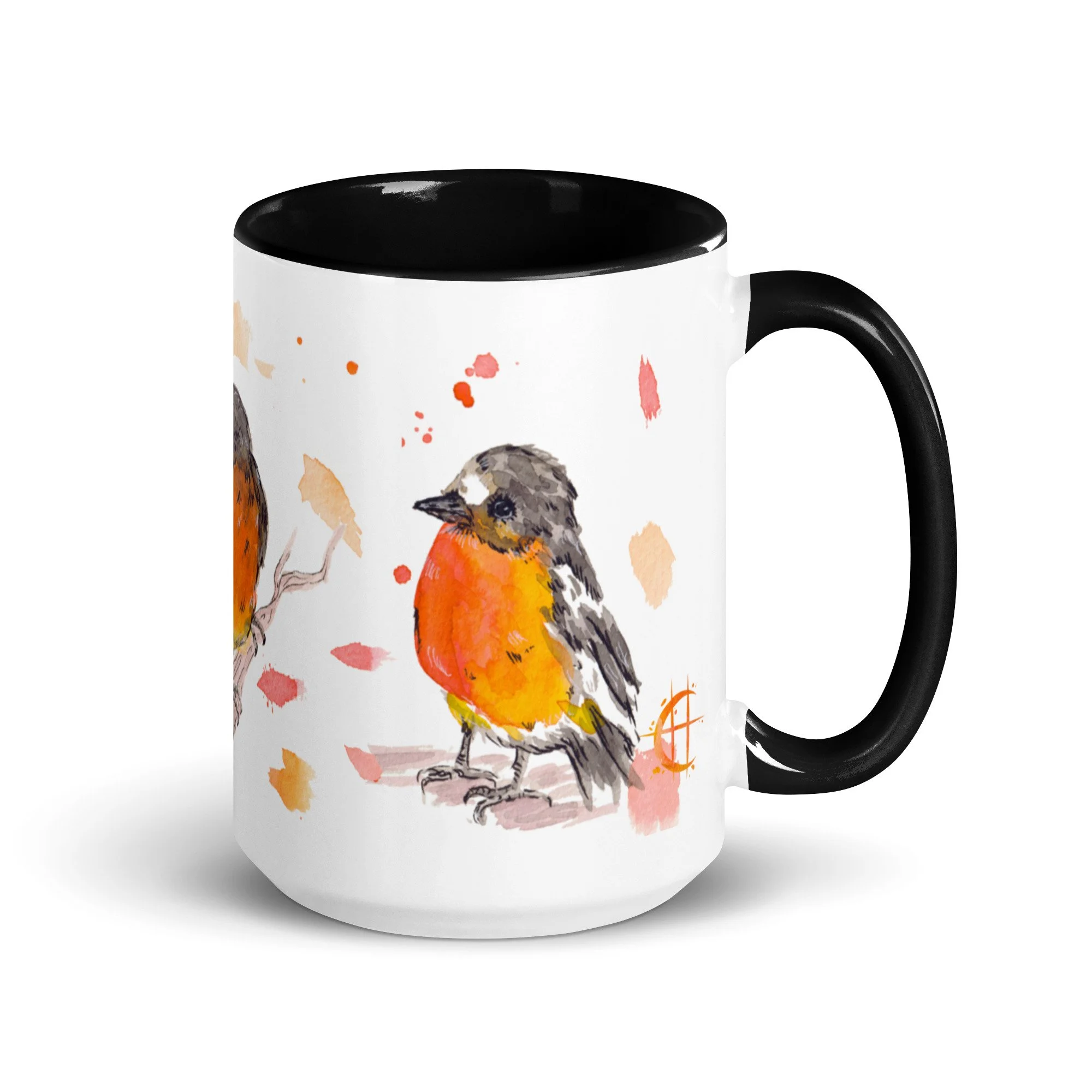 Crimson Robin Mug with Color Inside
