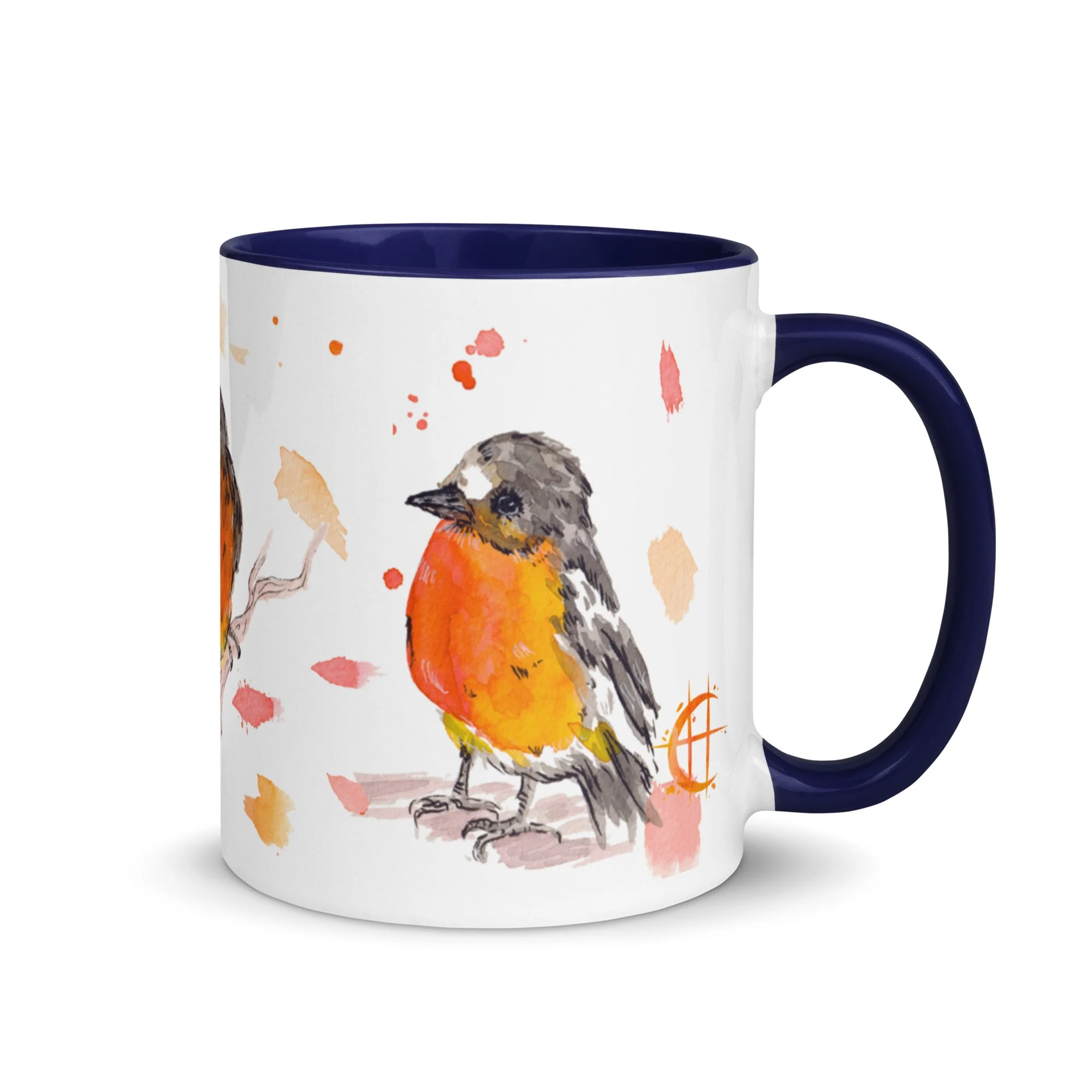 Crimson Robin Mug with Color Inside