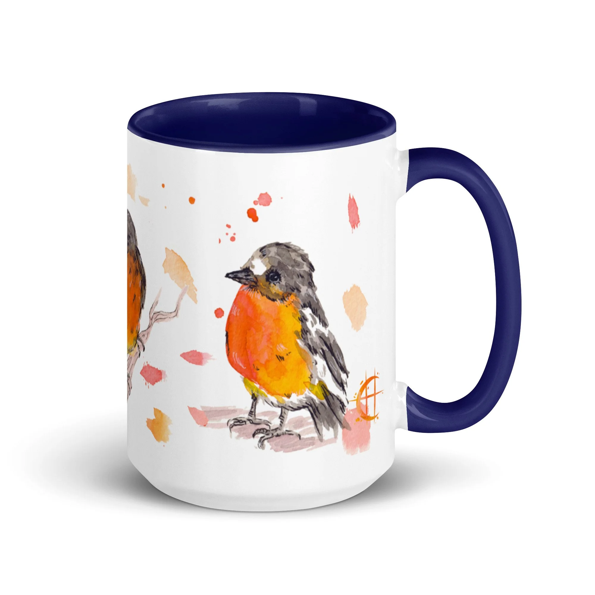 Crimson Robin Mug with Color Inside