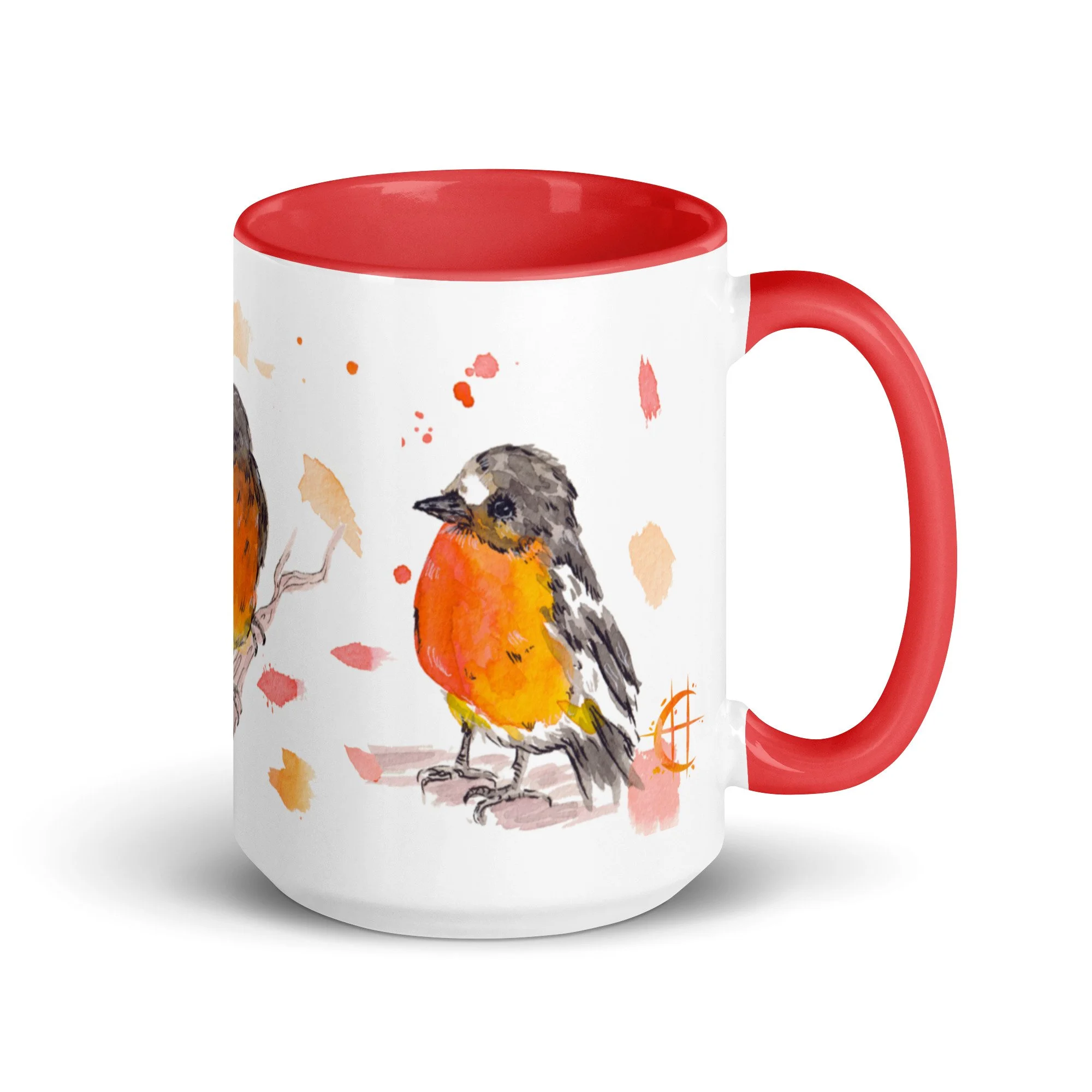 Crimson Robin Mug with Color Inside