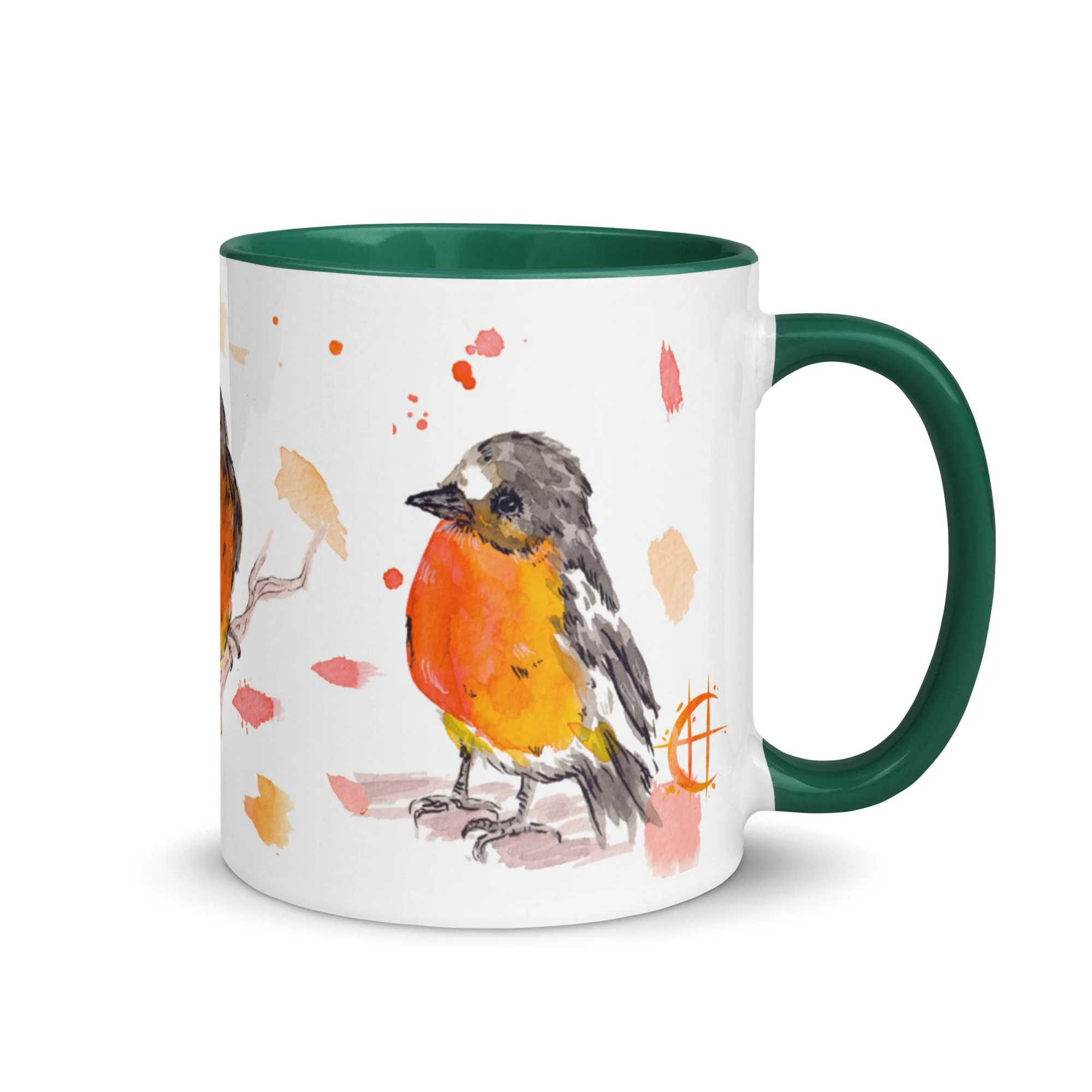 Crimson Robin Mug with Color Inside