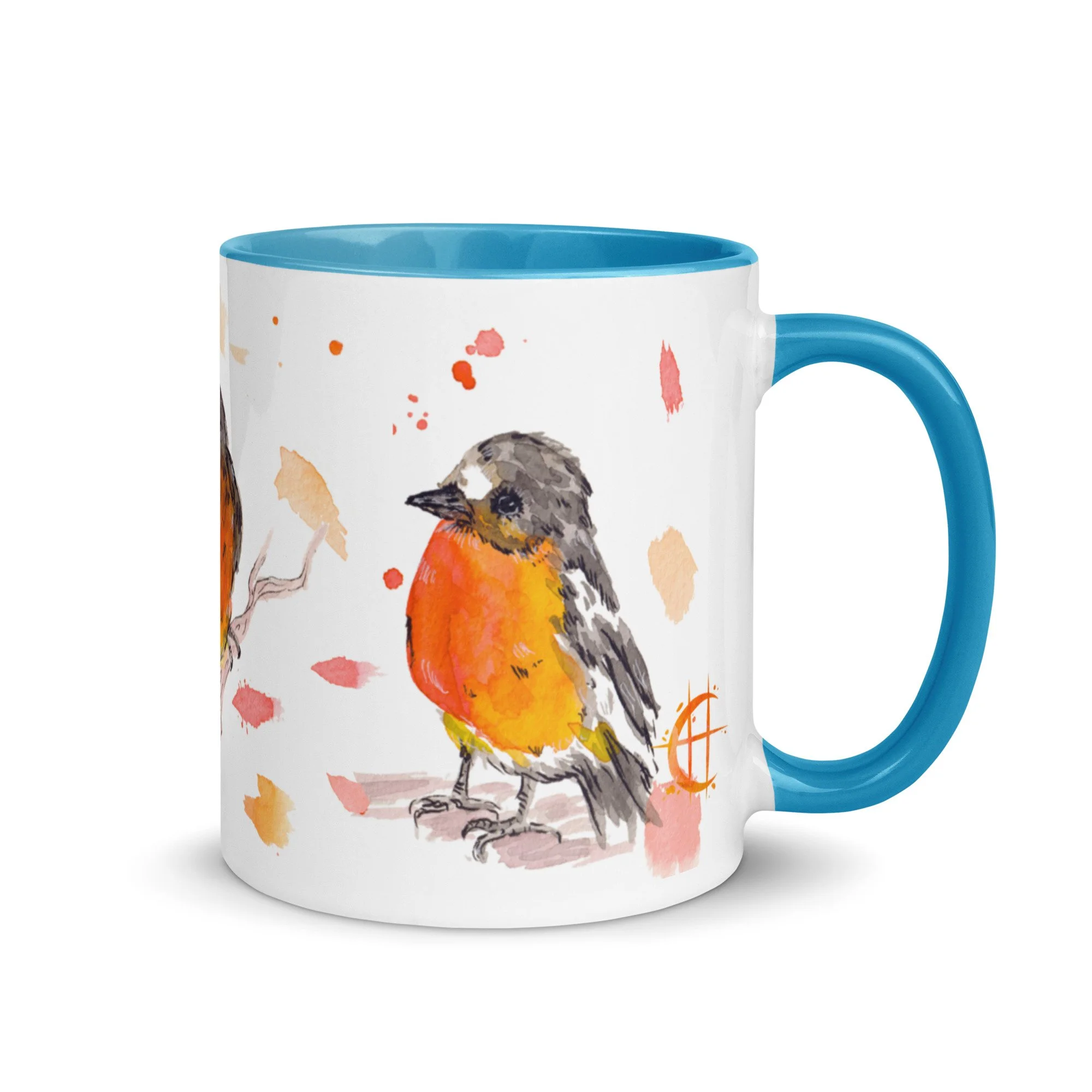 Crimson Robin Mug with Color Inside