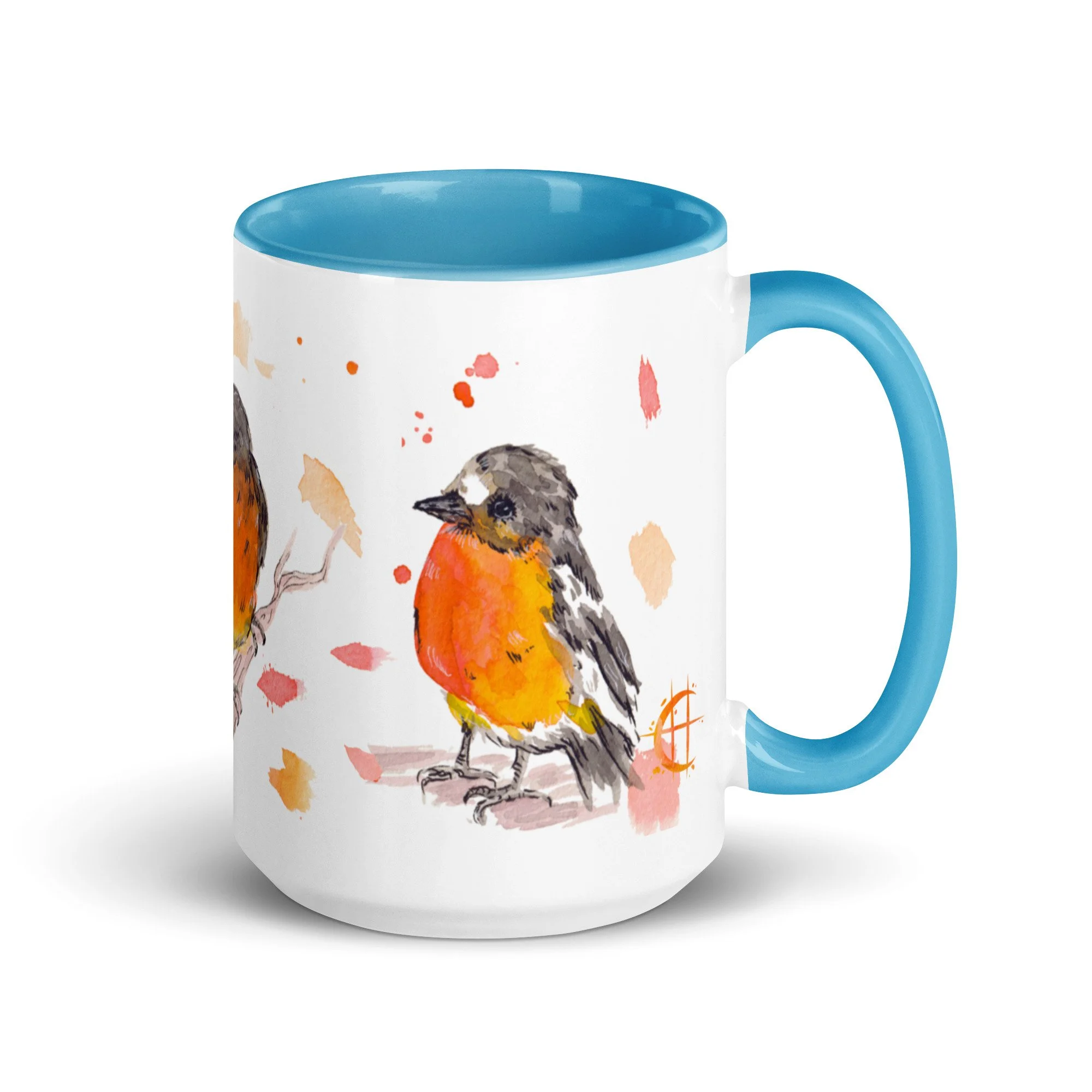 Crimson Robin Mug with Color Inside