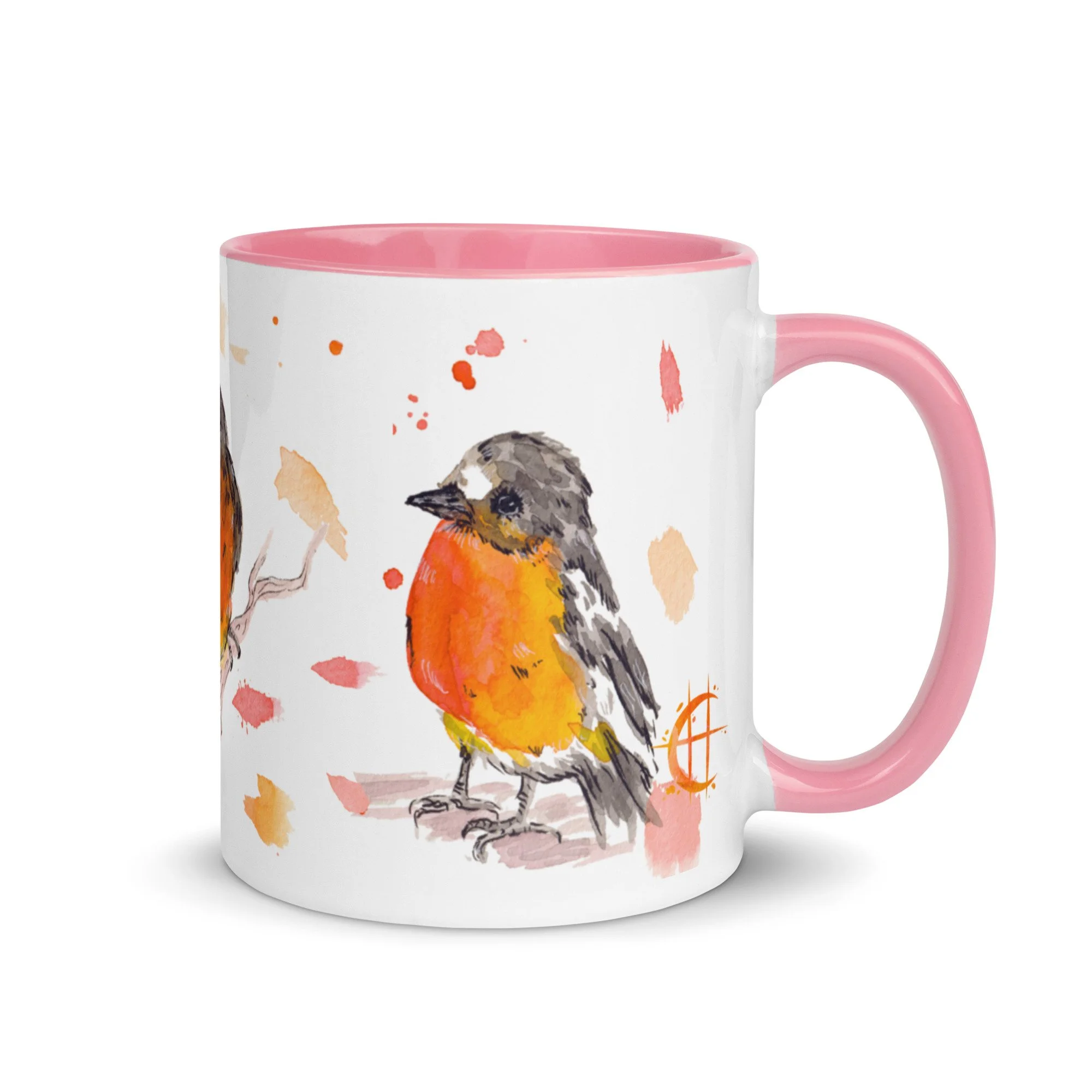 Crimson Robin Mug with Color Inside