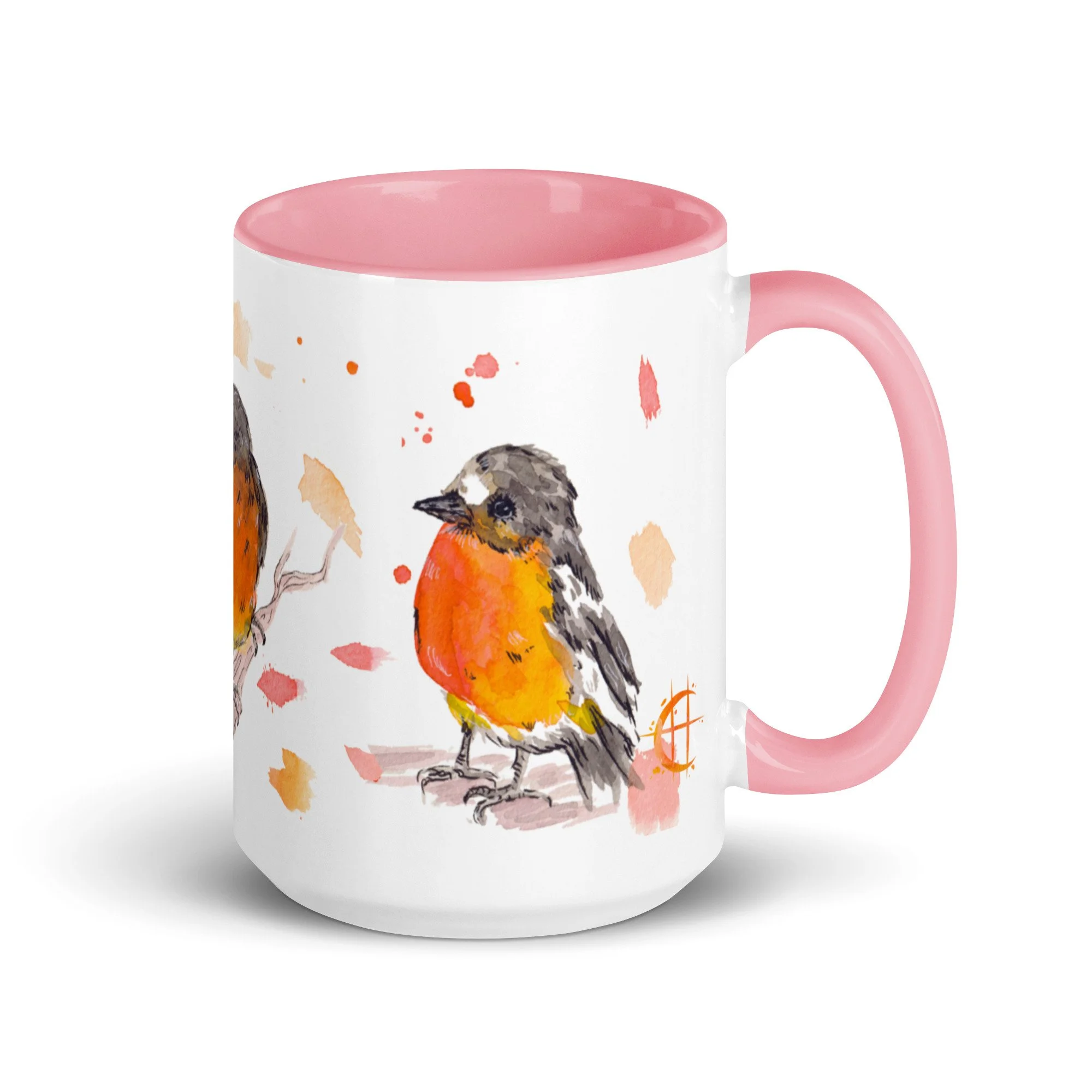 Crimson Robin Mug with Color Inside