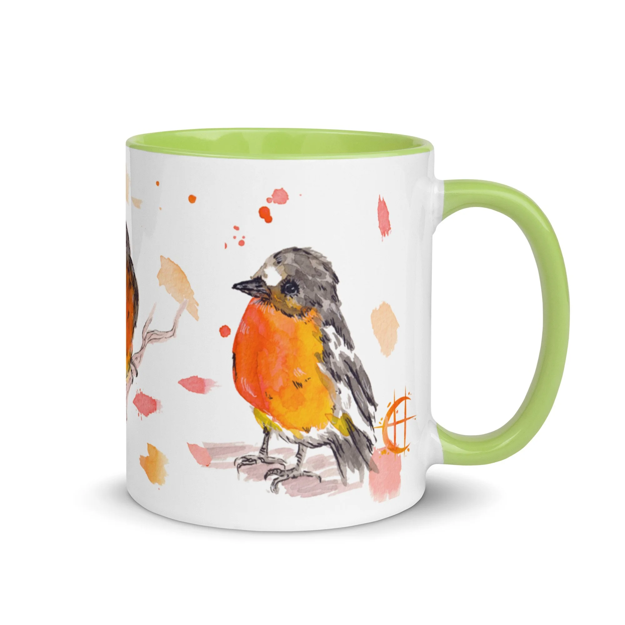 Crimson Robin Mug with Color Inside