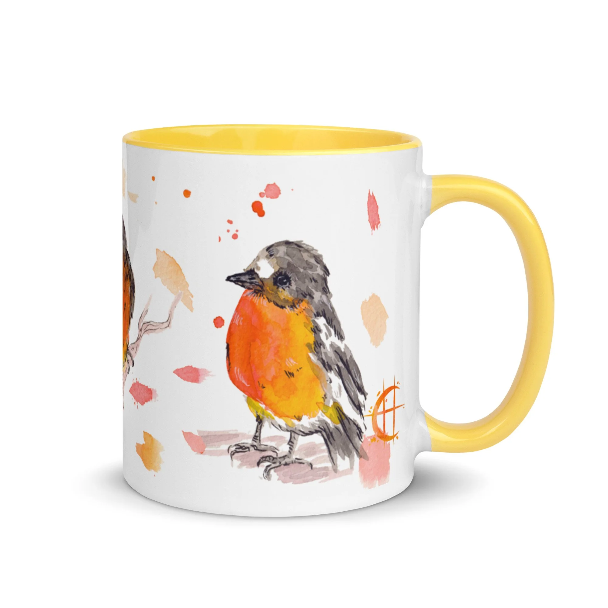 Crimson Robin Mug with Color Inside