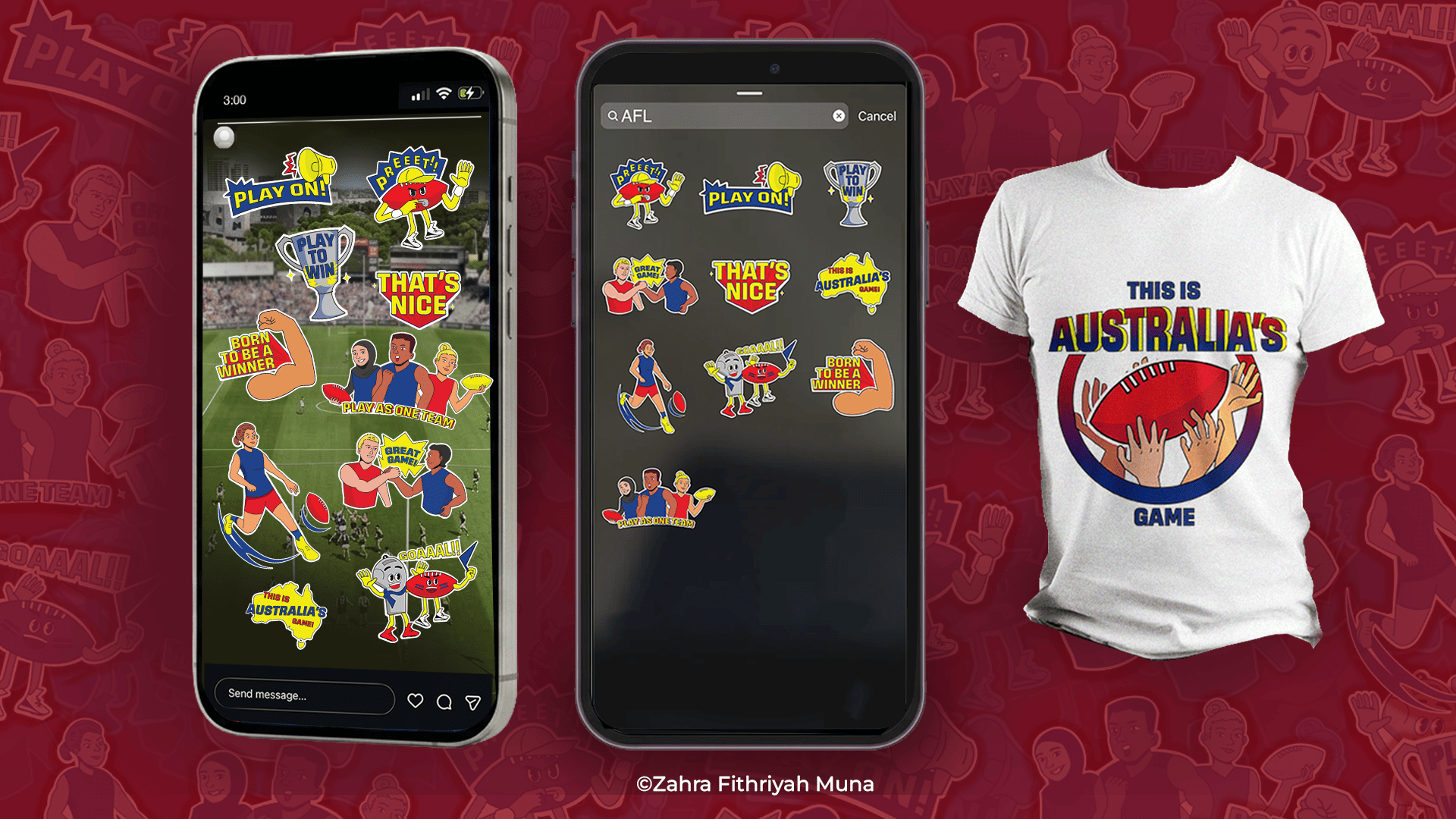 AFL  Animated Stickers and T-Shirt Design