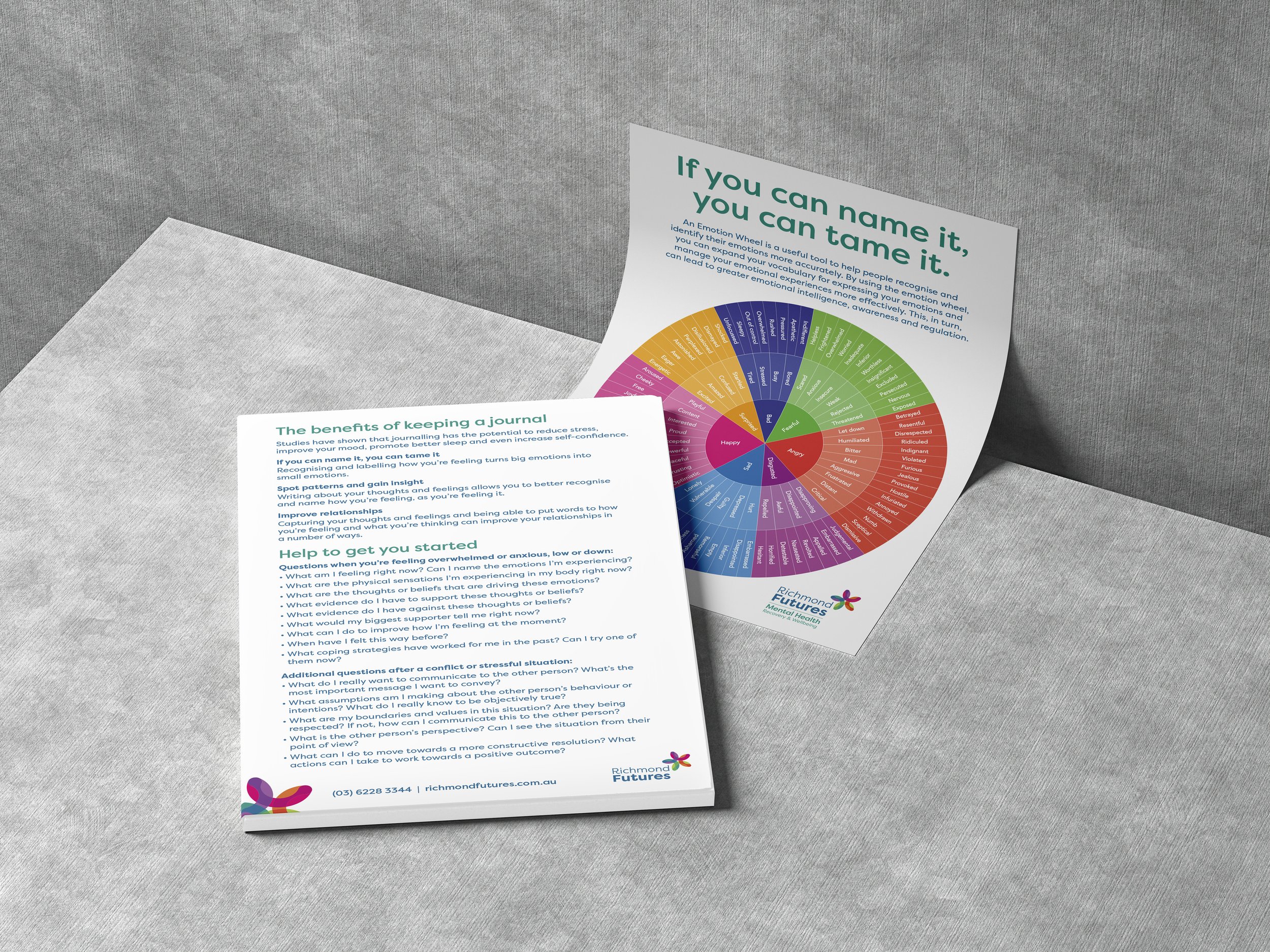 Expo promotional item: A5 emotion wheel and journaling card