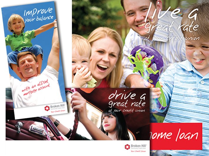Brand & campaign collateral, brochure, postcard, in-branch display