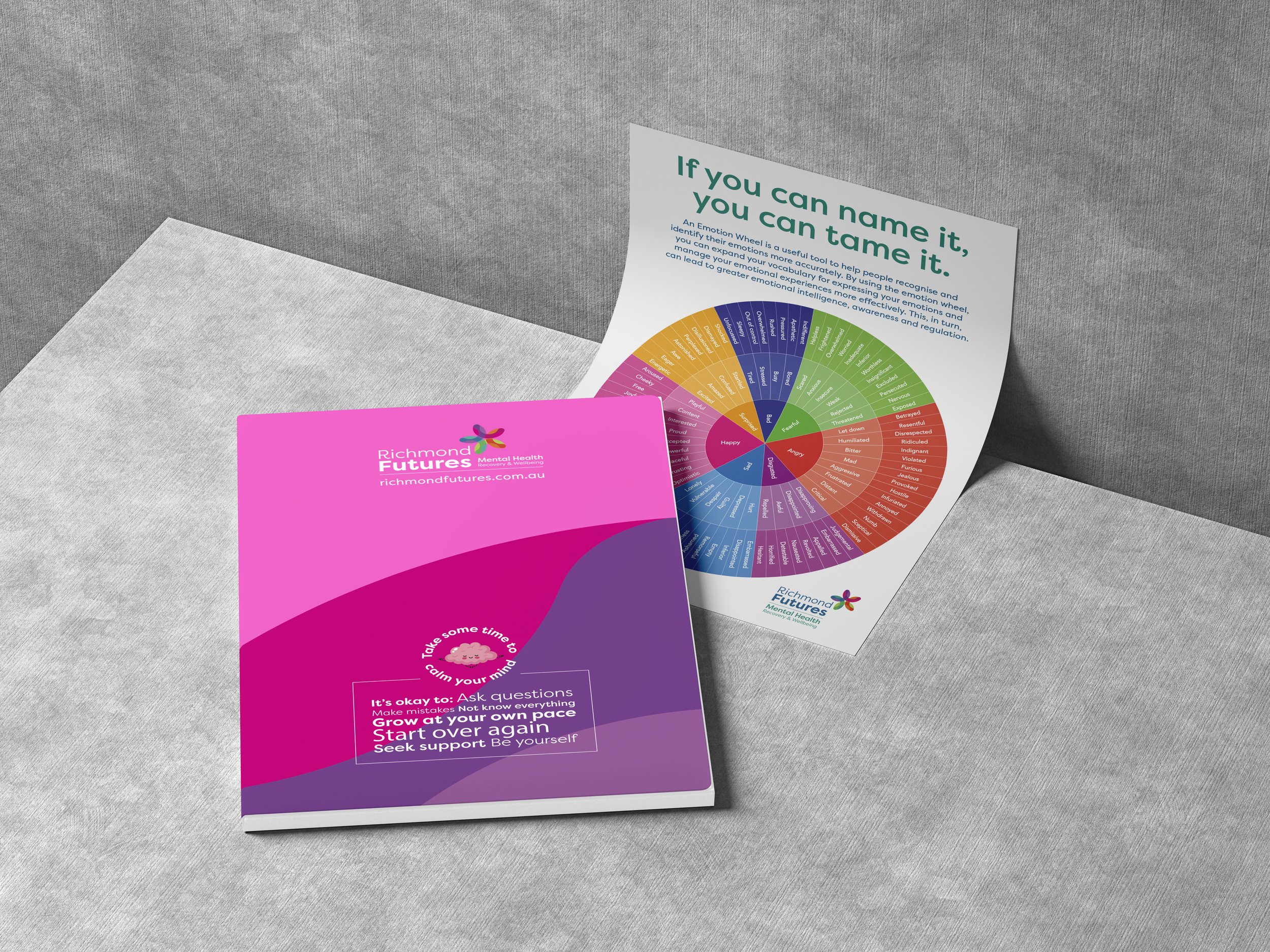 Expo promotional item: A5 notebook with emotion wheel and journaling card