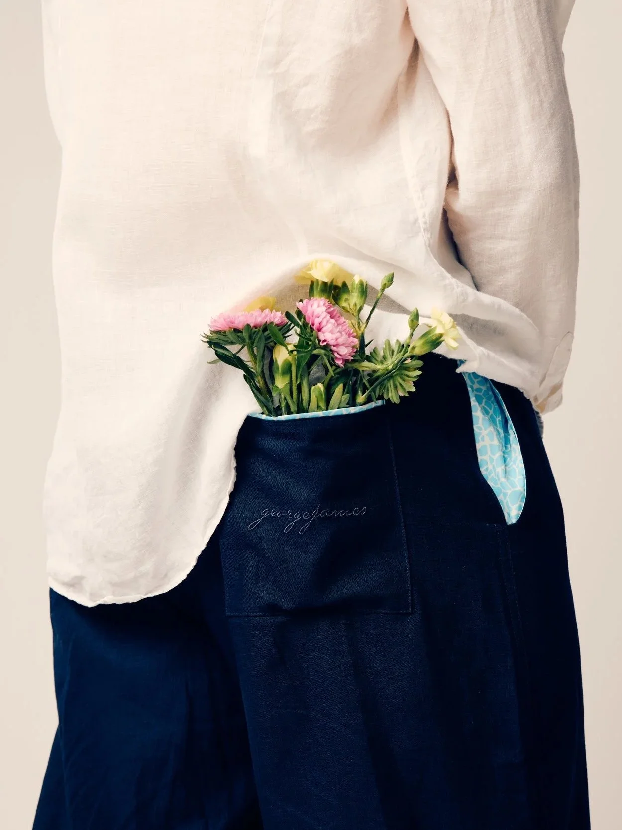 AFRO LINEN TRUNK - NAVY