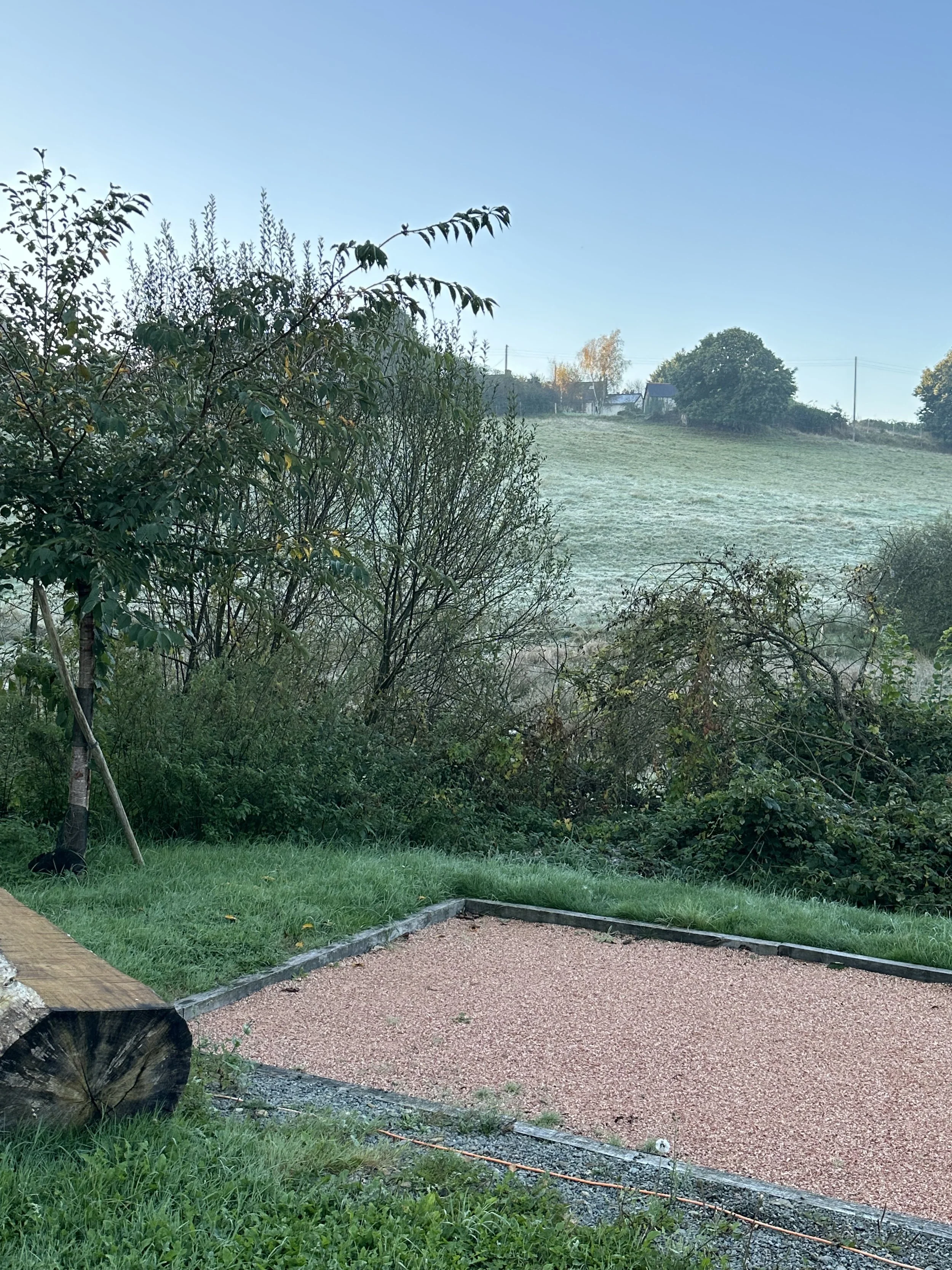 Winter mists over the fields by the fishing lake