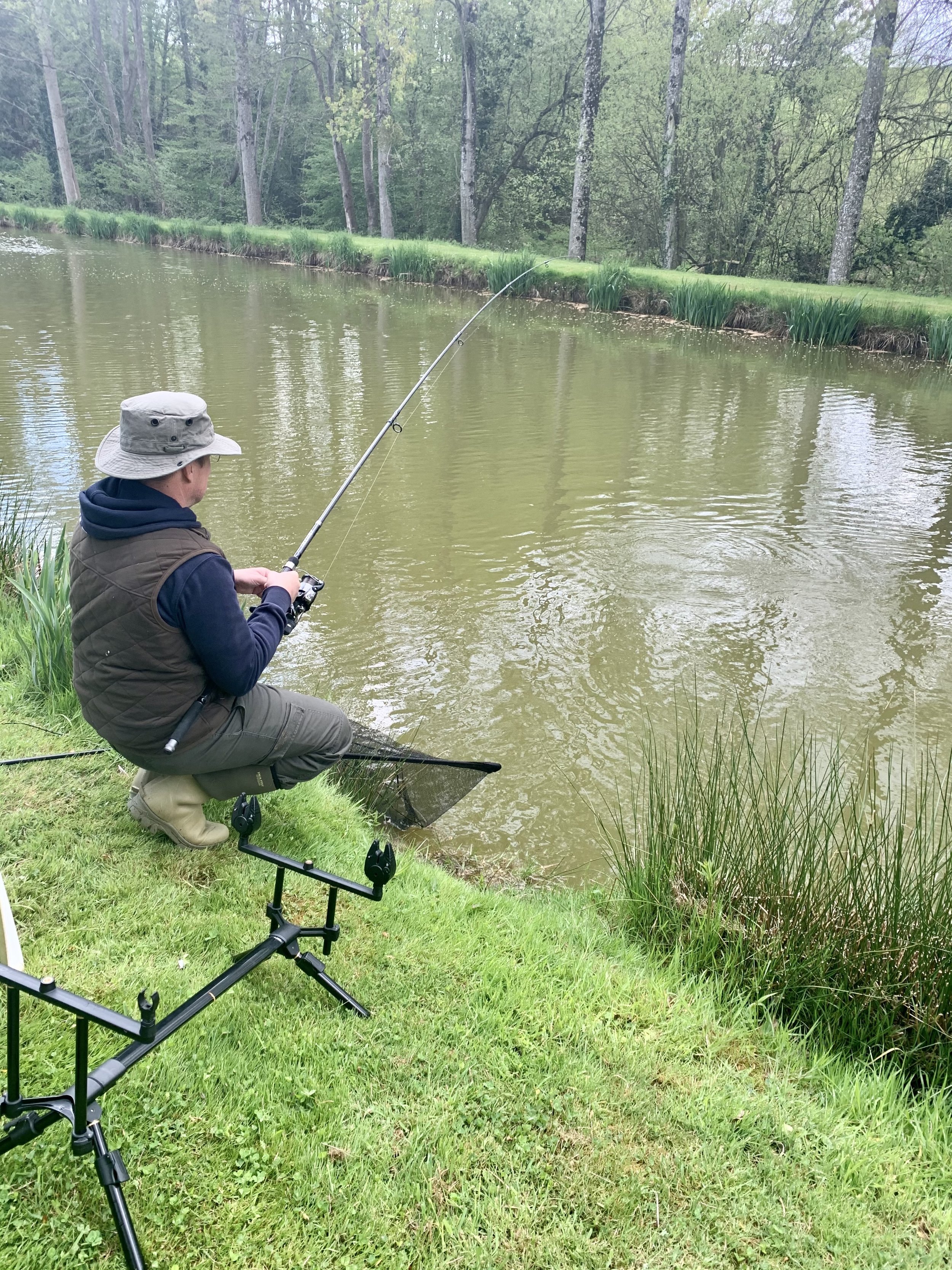 Rod set up by the lake
