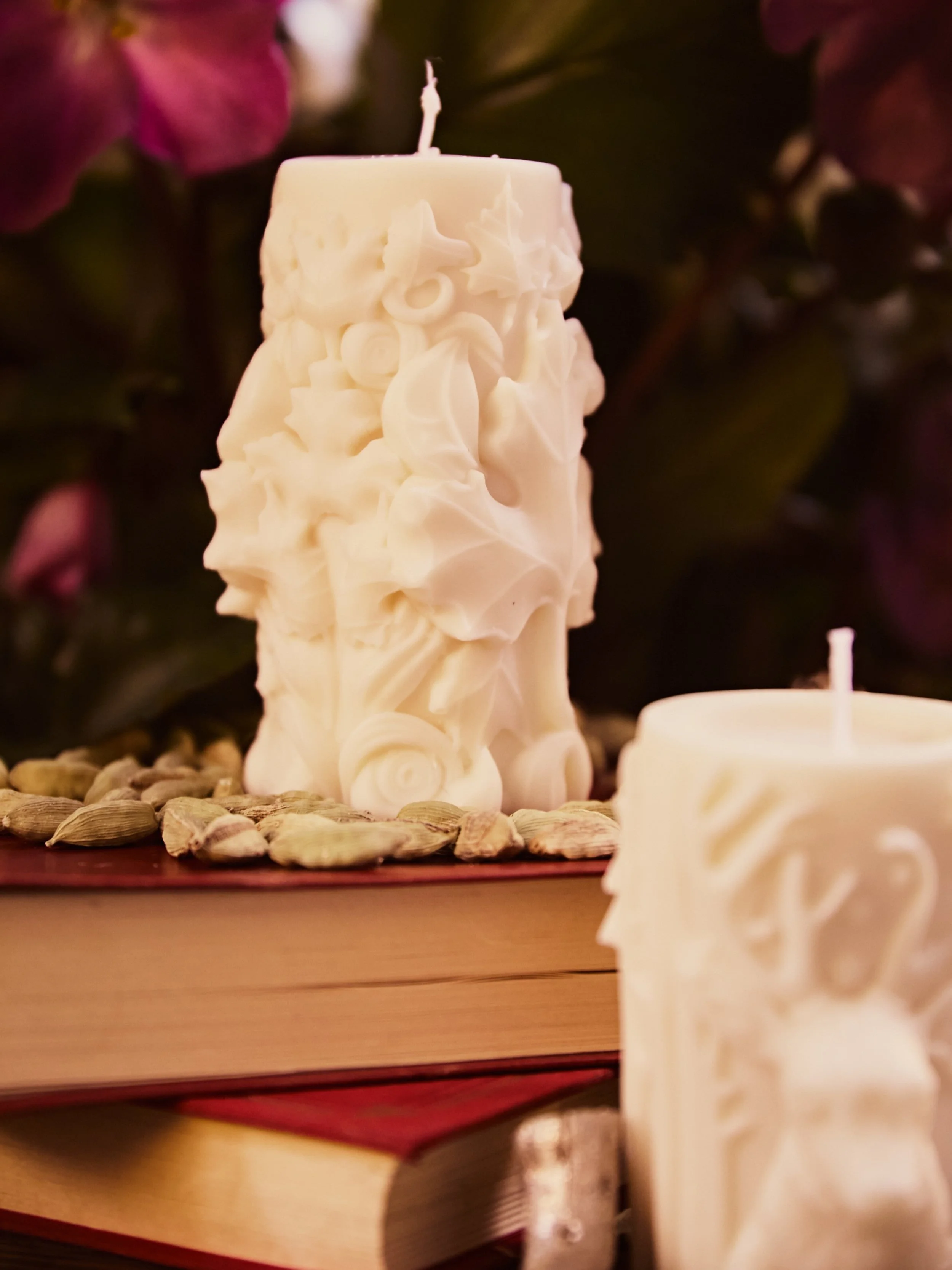 Collection de Noël, Flammes de Solstice - Angélice,Duo de Bougies artisanales, Lumière made in France pour vos fêtes, Ecoresponsables