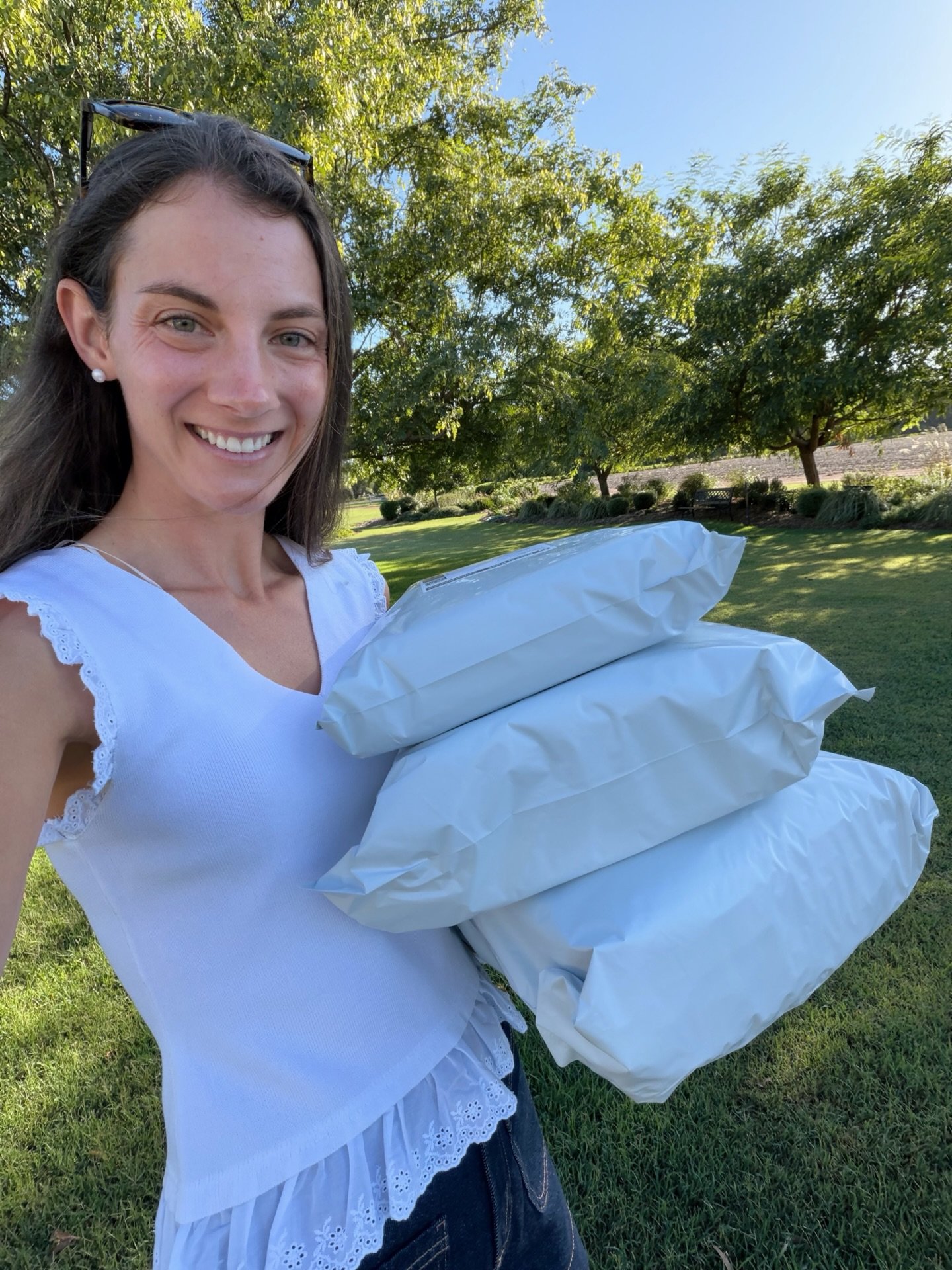 Moments from the past two weeks 🩷
&nbsp;
1. Plenty of trips to the PO 💌
2. Received some very welcomed soaking rain!
3. Gingham &amp; navy for the boys 
4. Friday wedding 🧡
5. Pink &amp; Liberty for the girls 
6. Yesterday celebrating my birthday 