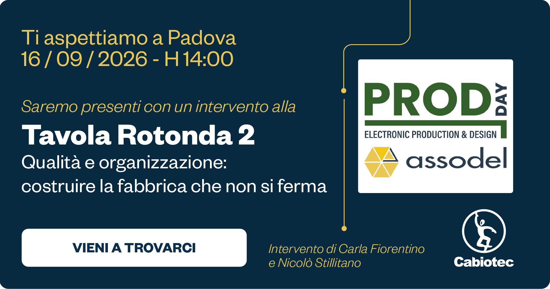 Cabiotec al PROD DAY 2026:  l’evento dedicato alla produzione elettronica italiana — tra AI, automazione e robotica
