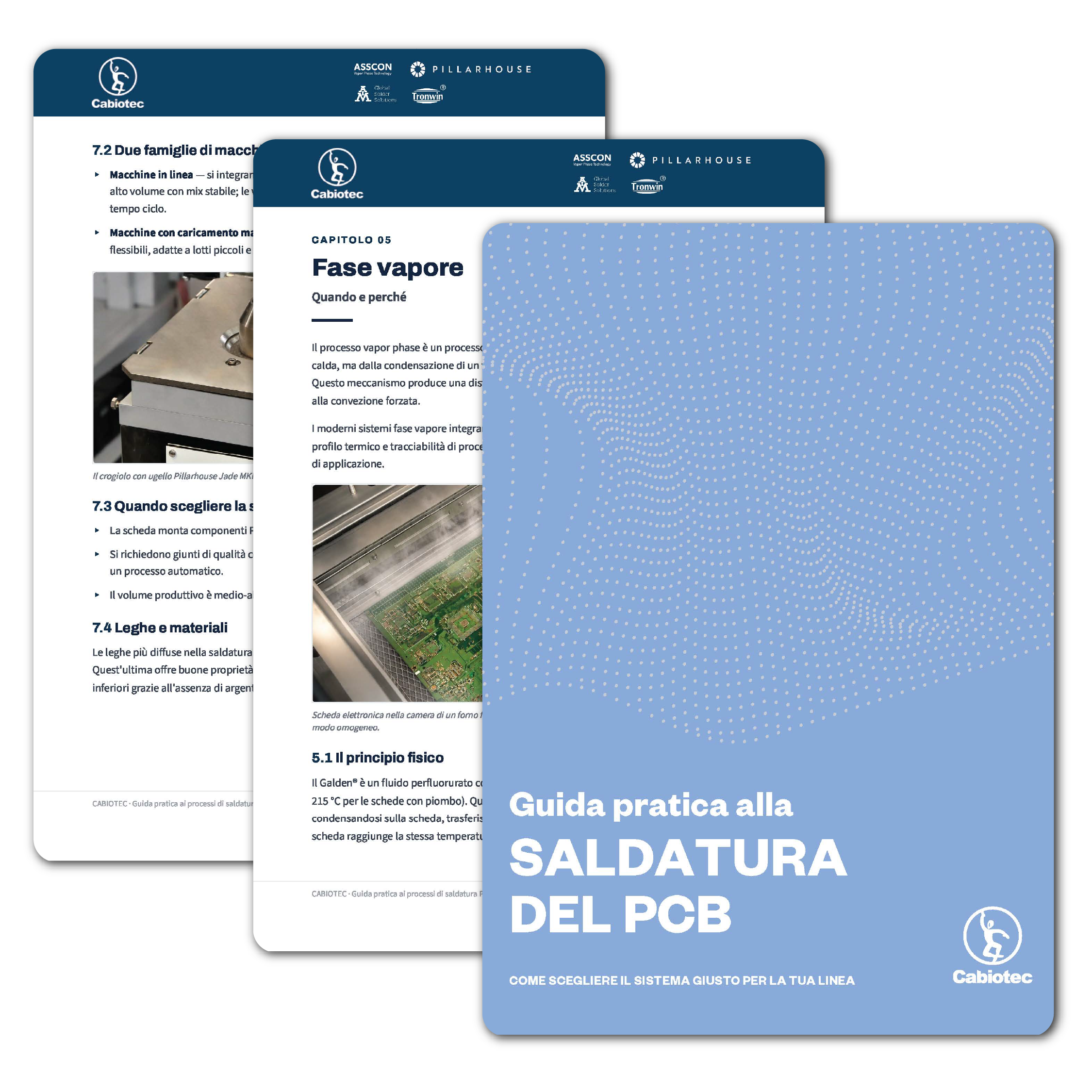 Anteprima pagine della guida digitale di Cabiotec sulla Saldatura PCB