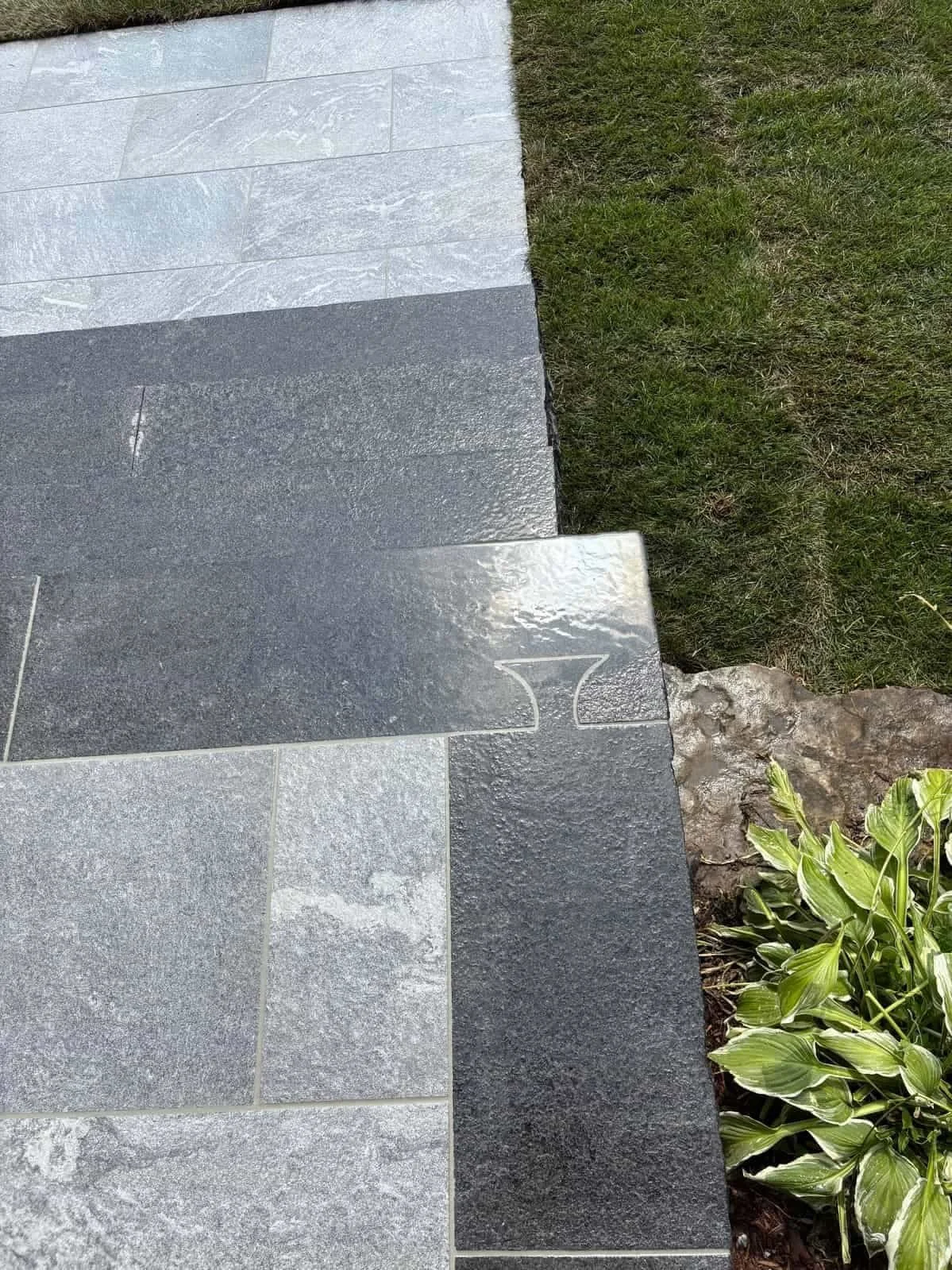 Granite and porcelain porch overlay.