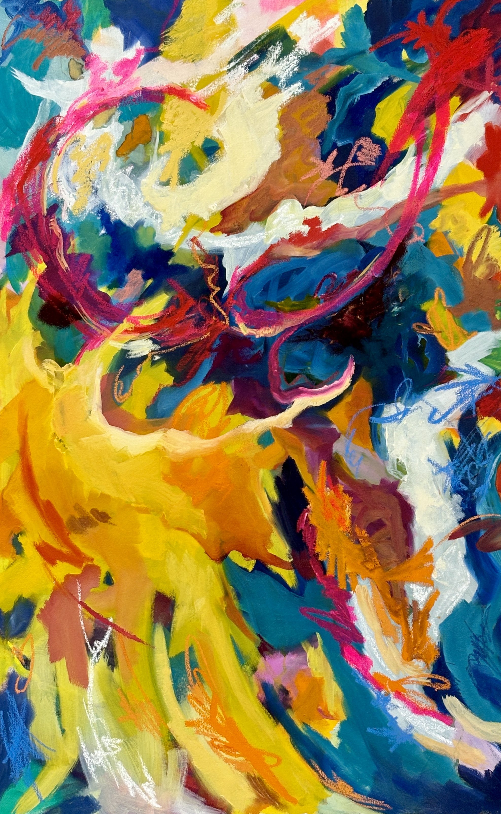 "Captain" oil and oil stick, gallery wrapped canvas, 30X48" floating frame, SOLD