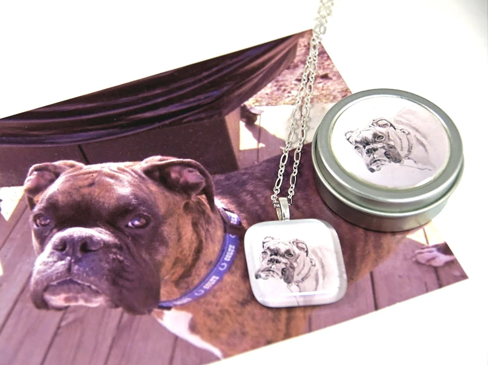 Boxer Dog Pet Portrait Pendant