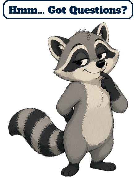Cartoon raccoon garage sale mascot