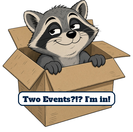 Cartoon raccoon garage sale mascot