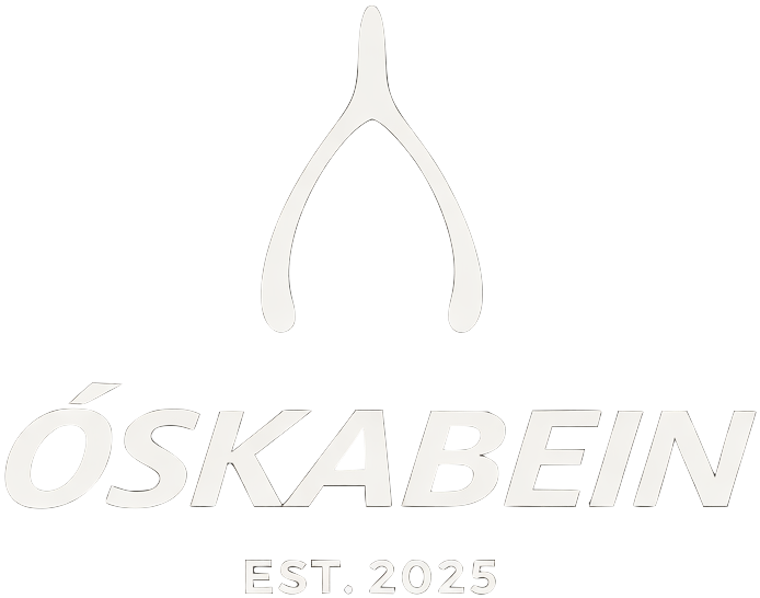 Logo with a stylized wishbone shape above the word 'ÖSKABEN' and the text 'EST. 2025' on a black background.