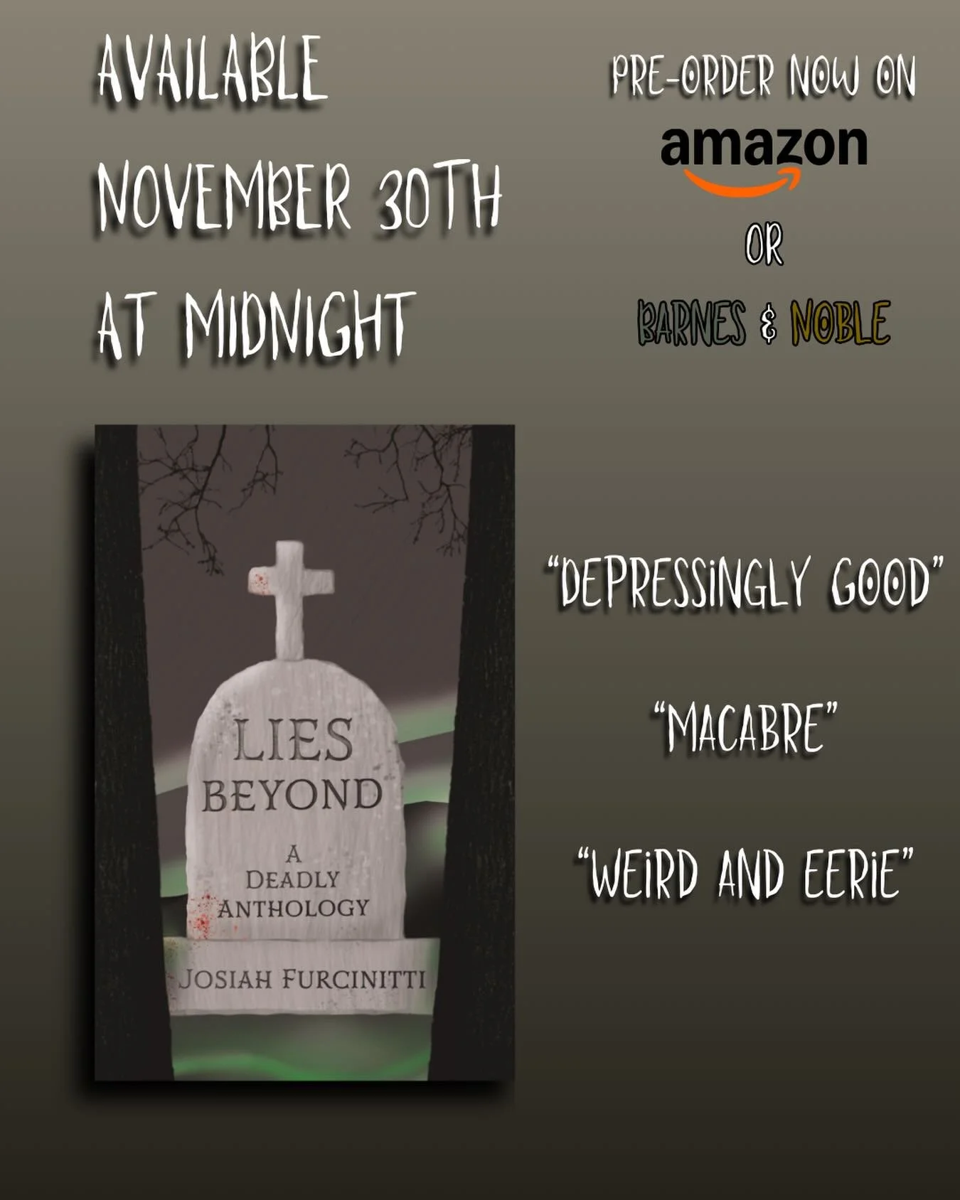 Looking for a hot deal this #blackfriday ? How &lsquo;bout 10 spooky stories for only $4.99 (for the ebook - soft and hard cover also available)? Have a scare, a cry, and maybe even a laugh all in one go. 

Pre-order NOW on Amazon, B&amp;N, Ingram OR